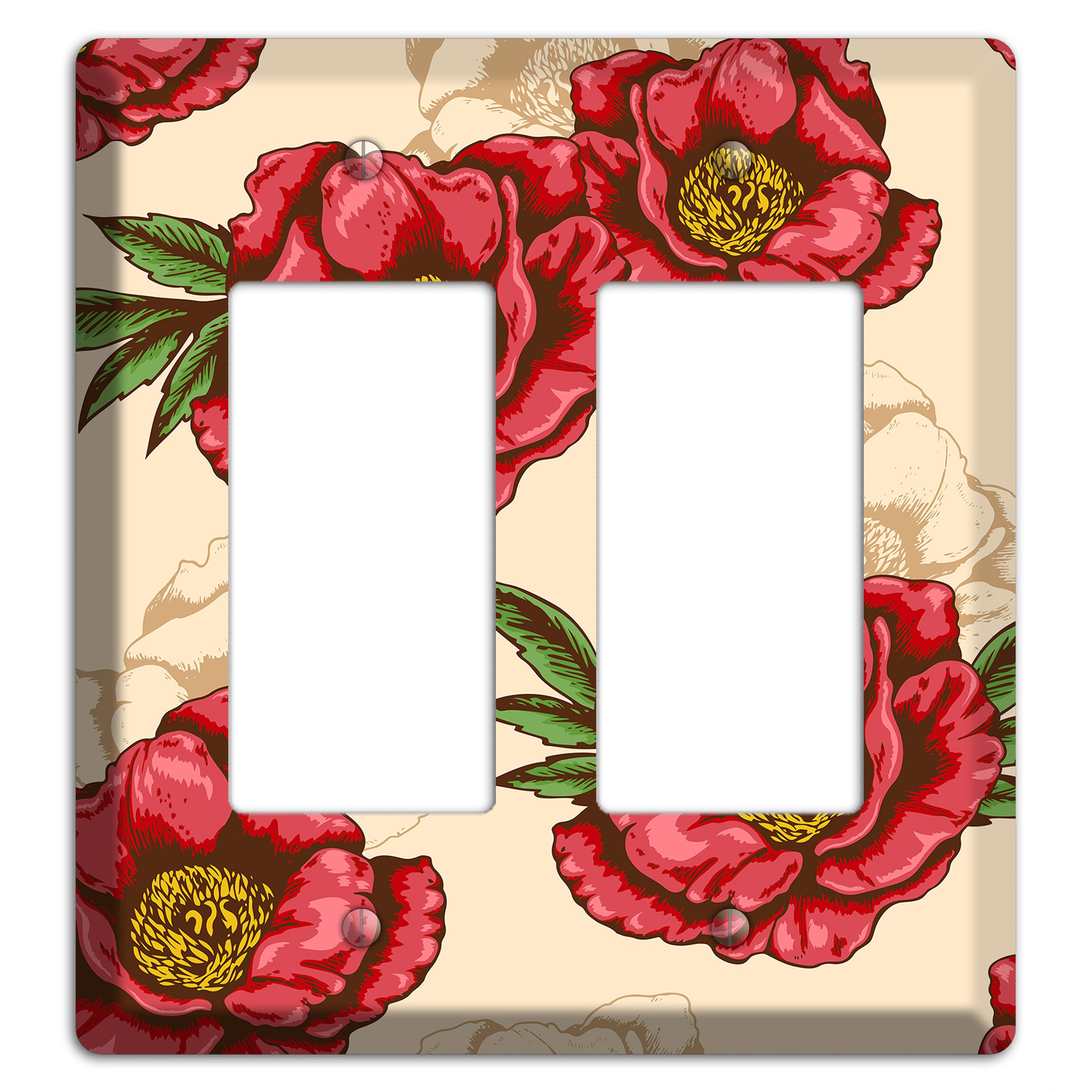 Red Peony Style A 2 Rocker Wallplate
