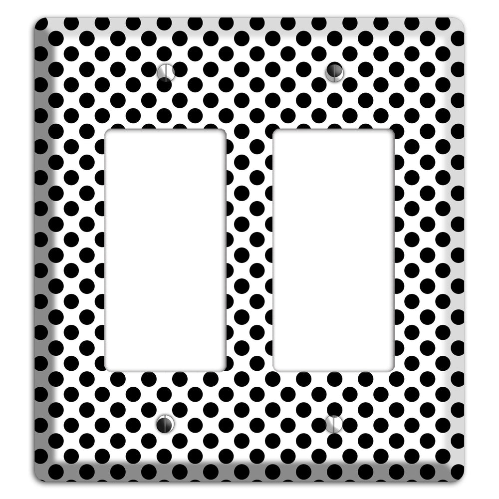 White with Black Packed Small Polka Dots 2 Rocker Wallplate