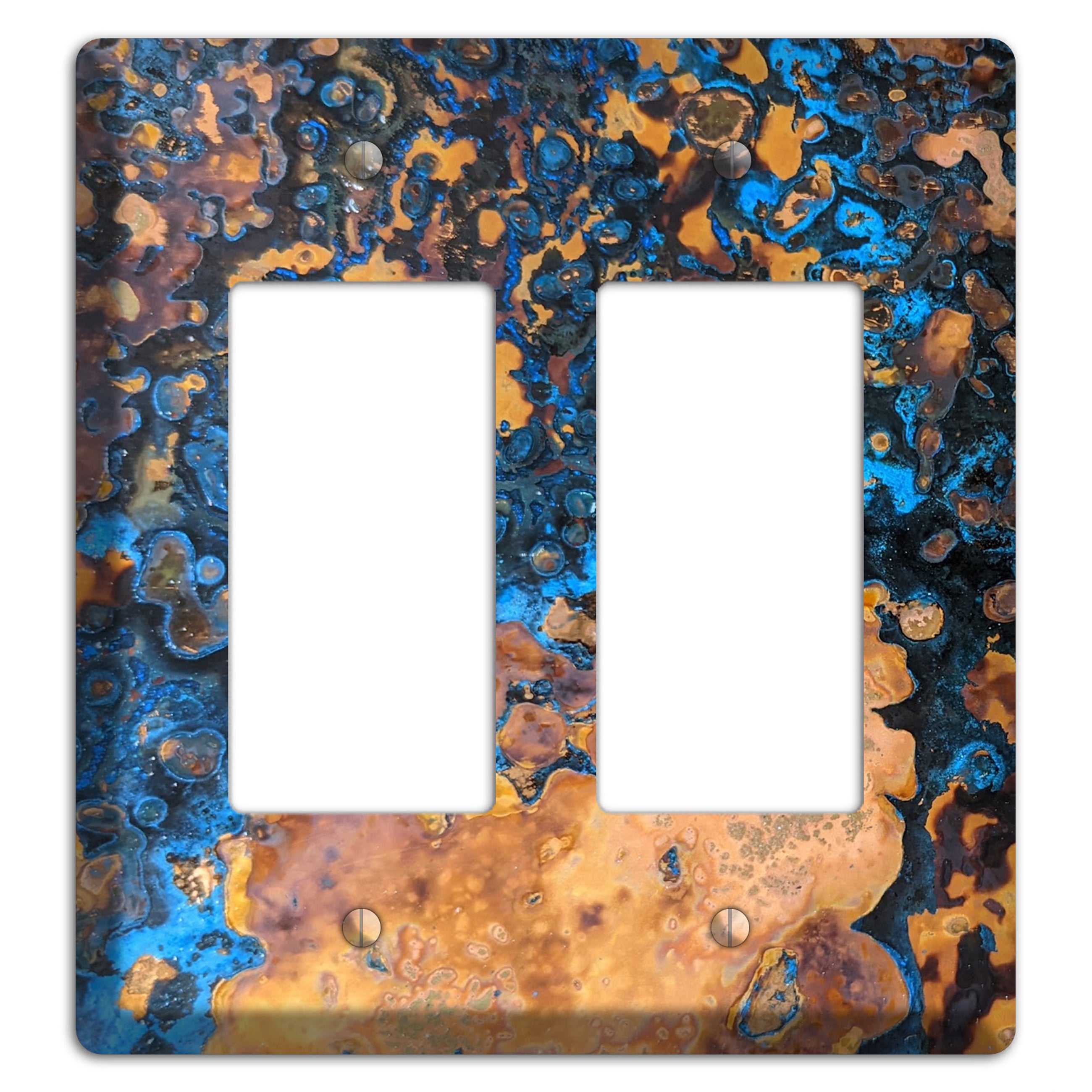 Solid Copper Turquoise Double Rocker Cover Plate