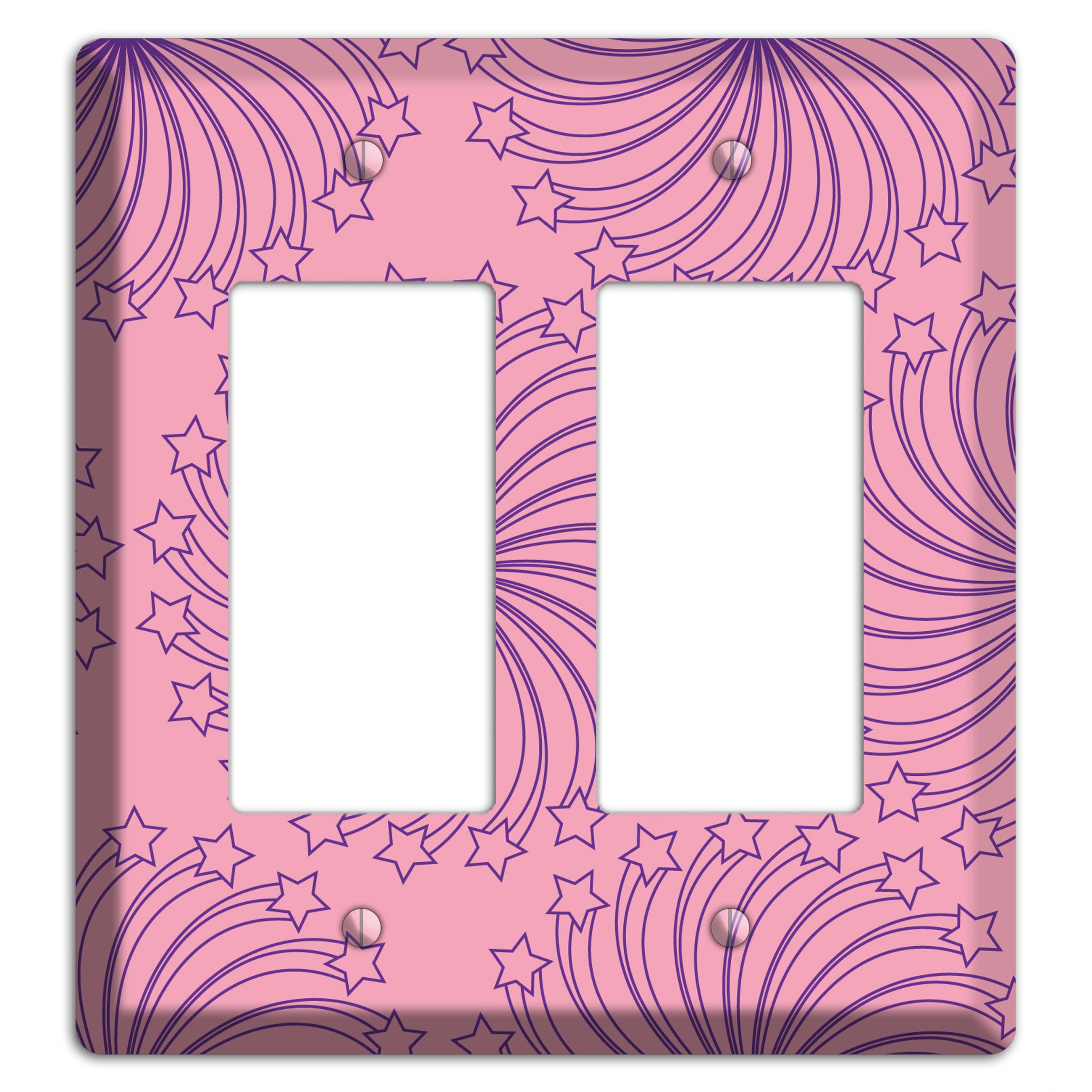 Pink with Purple Star Swirl 2 Rocker Wallplate
