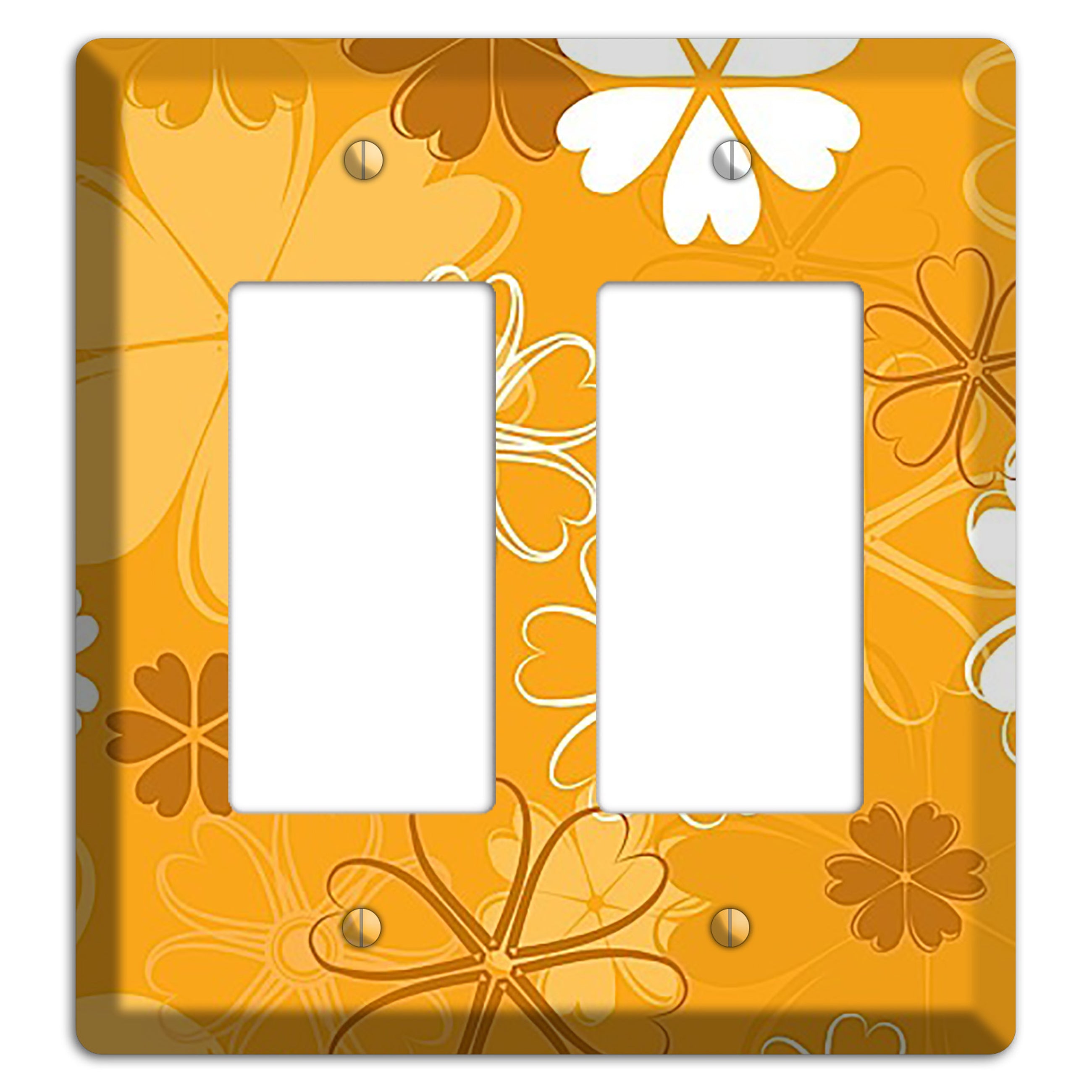 Orange Retro Flowers 2 Rocker Wallplate