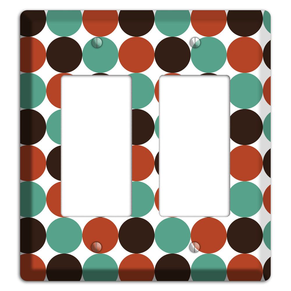 Black Teal Maroon Dots 2 Rocker Wallplate