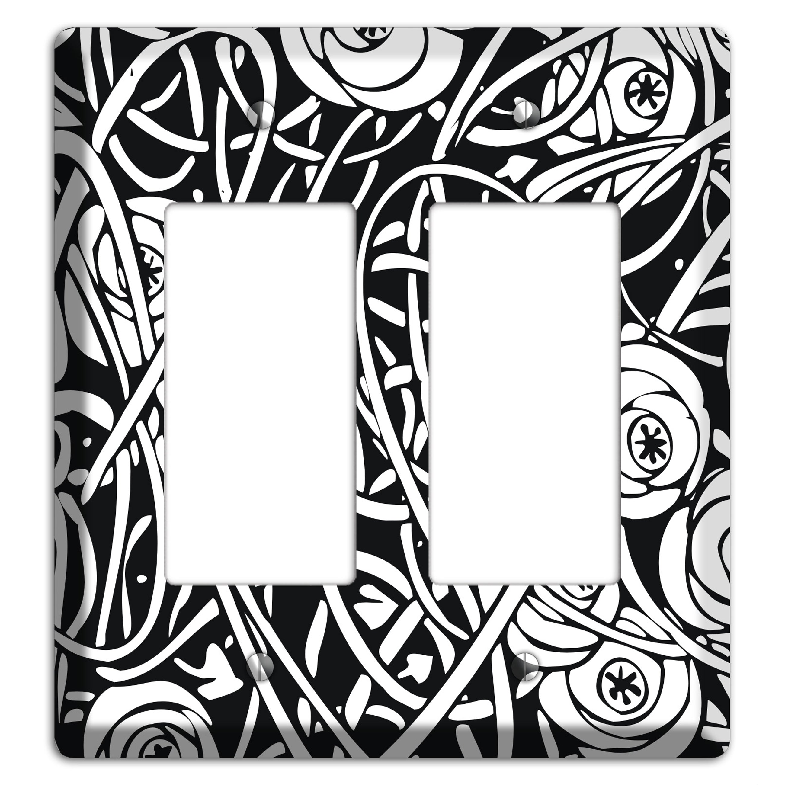 Black and White Deco Floral 2 Rocker Wallplate
