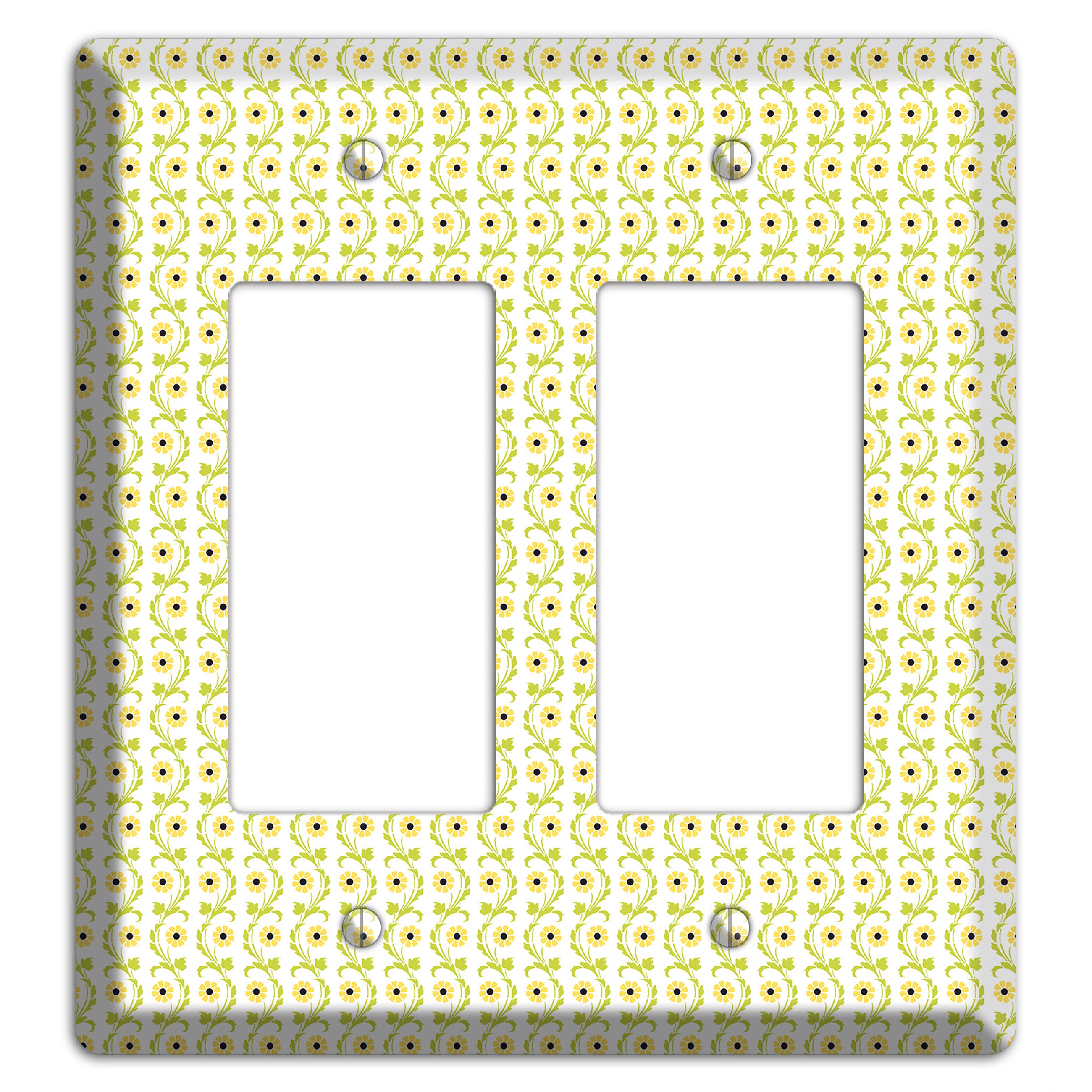 Tiny Yellow and Green Retro Sprig 2 Rocker Wallplate