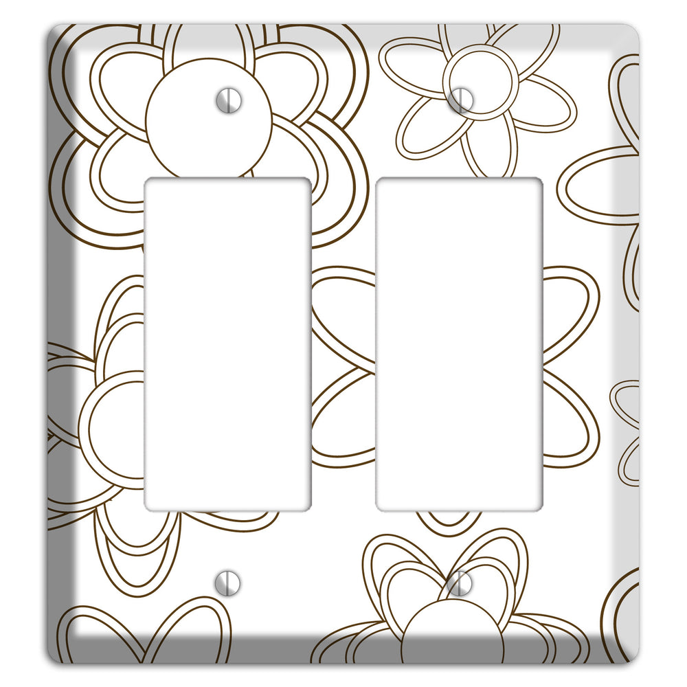 White with Retro Floral Contour 2 Rocker Wallplate