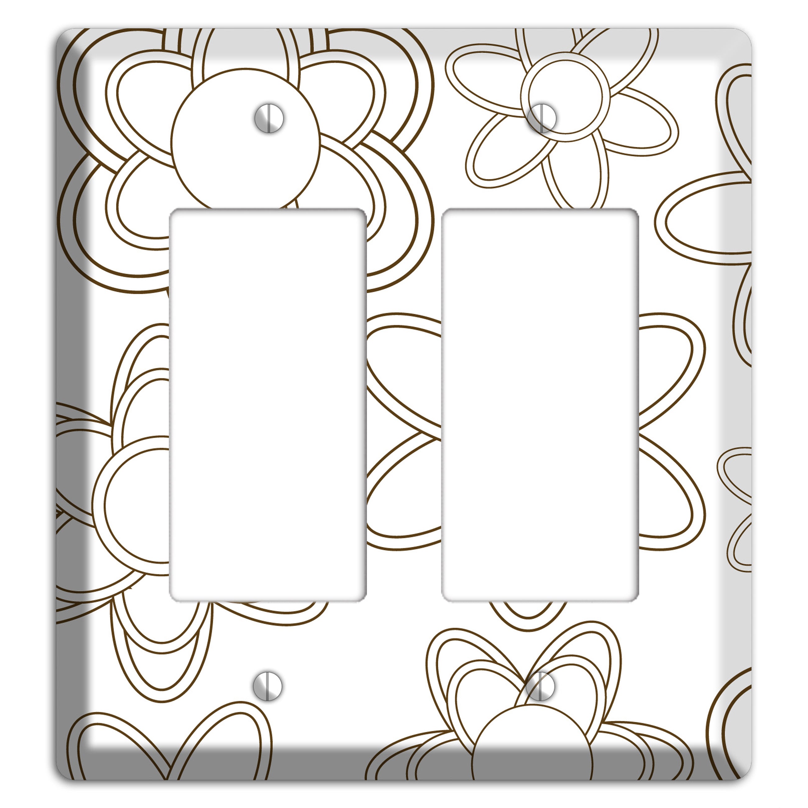 White with Retro Floral Contour 2 Rocker Wallplate