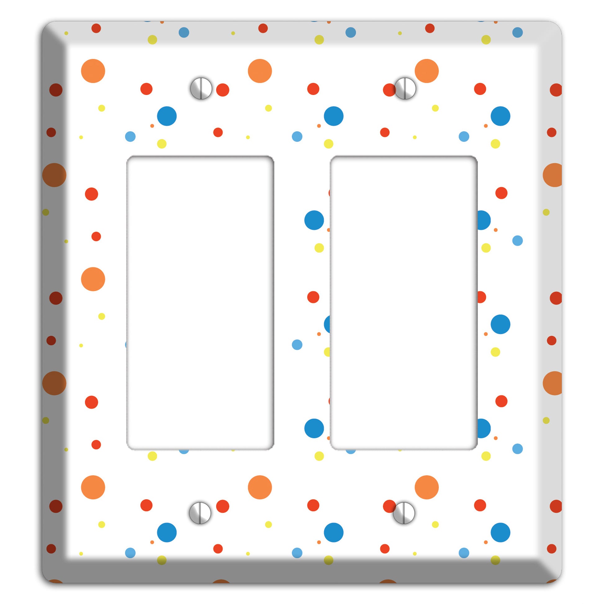 White with Multi Color Small Dots 2 2 Rocker Wallplate