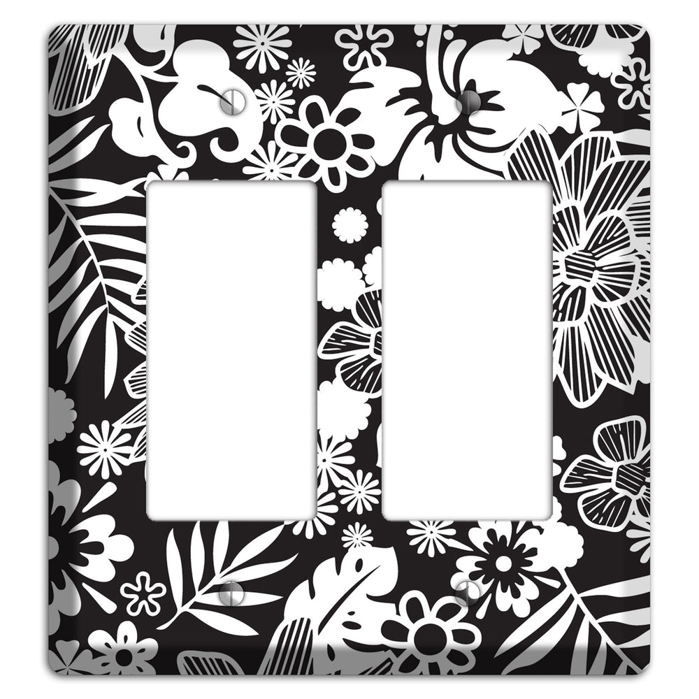 Black with White Tropical 2 Rocker Wallplate