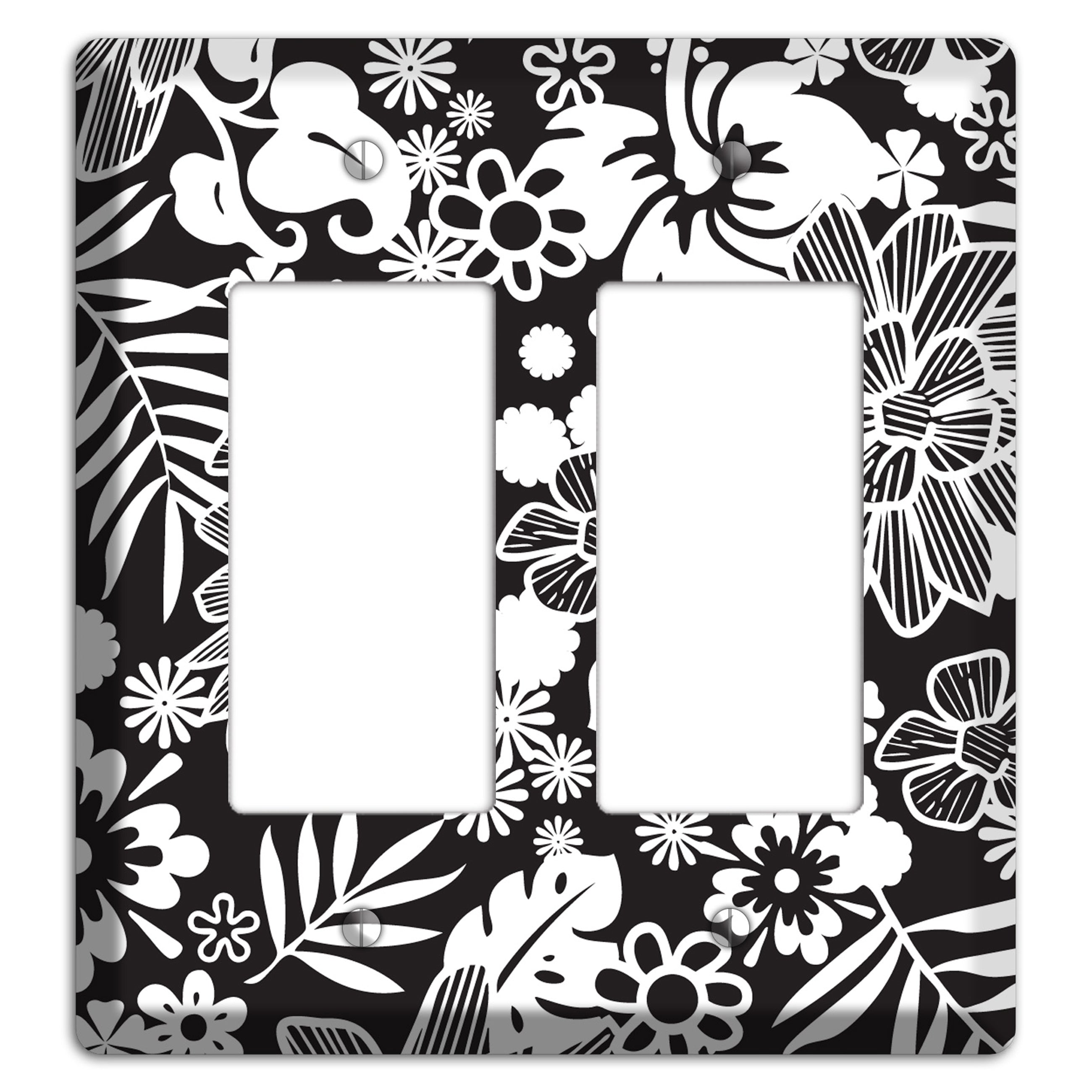 Black with White Tropical 2 Rocker Wallplate