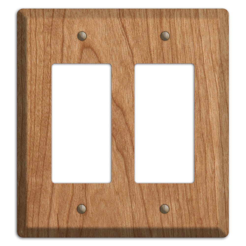 Unfinished Cherry Wood Double Rocker Cover Plate