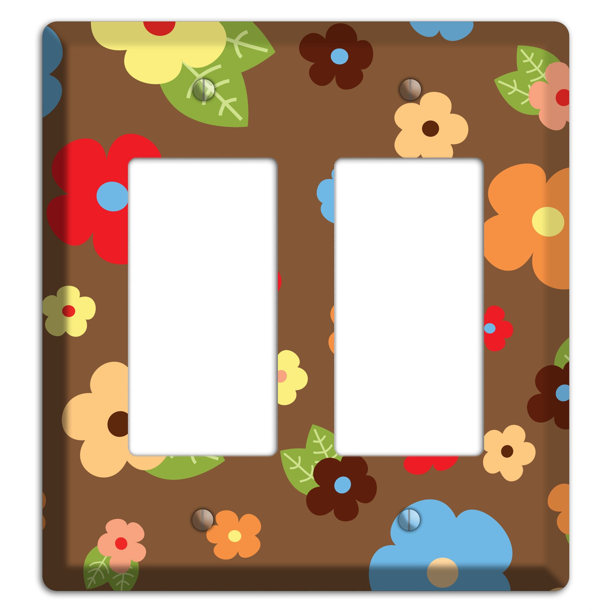 Brown Delicate Flowers 2 Rocker Wallplate