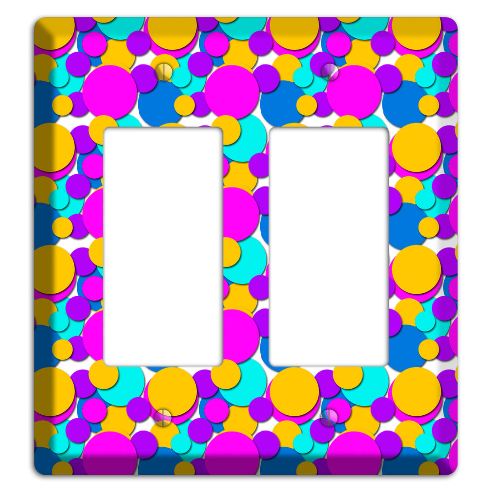 Orange Turquoise Fuschia Blue Bubble Dots 2 Rocker Wallplate