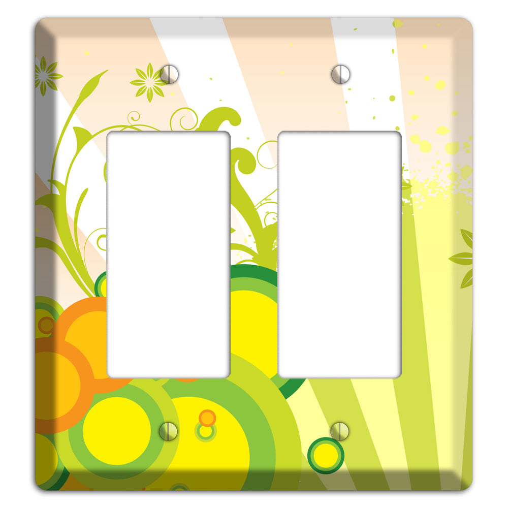 Green Yellow Orange Retro Sprig 2 Rocker Wallplate