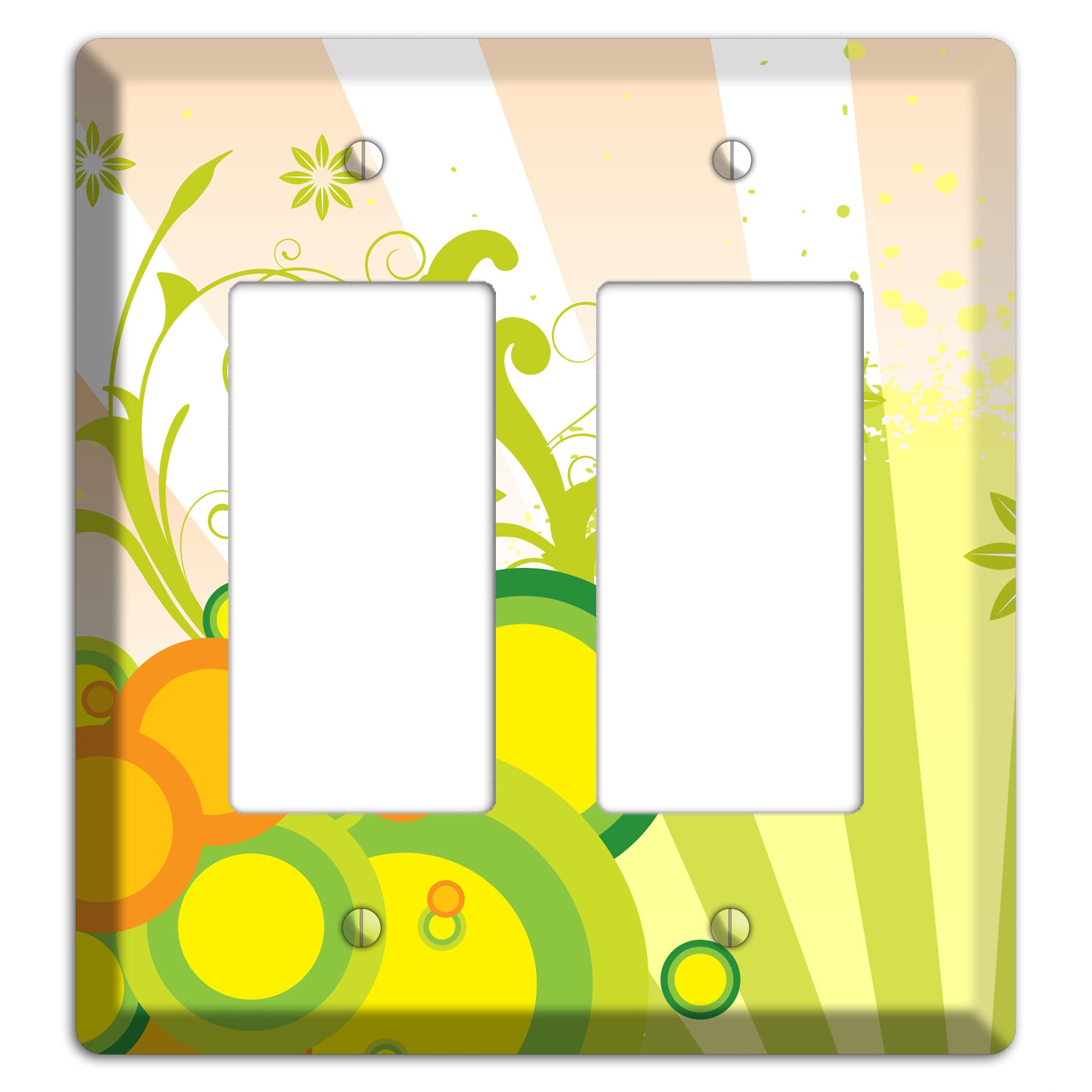 Green Yellow Orange Retro Sprig 2 Rocker Wallplate