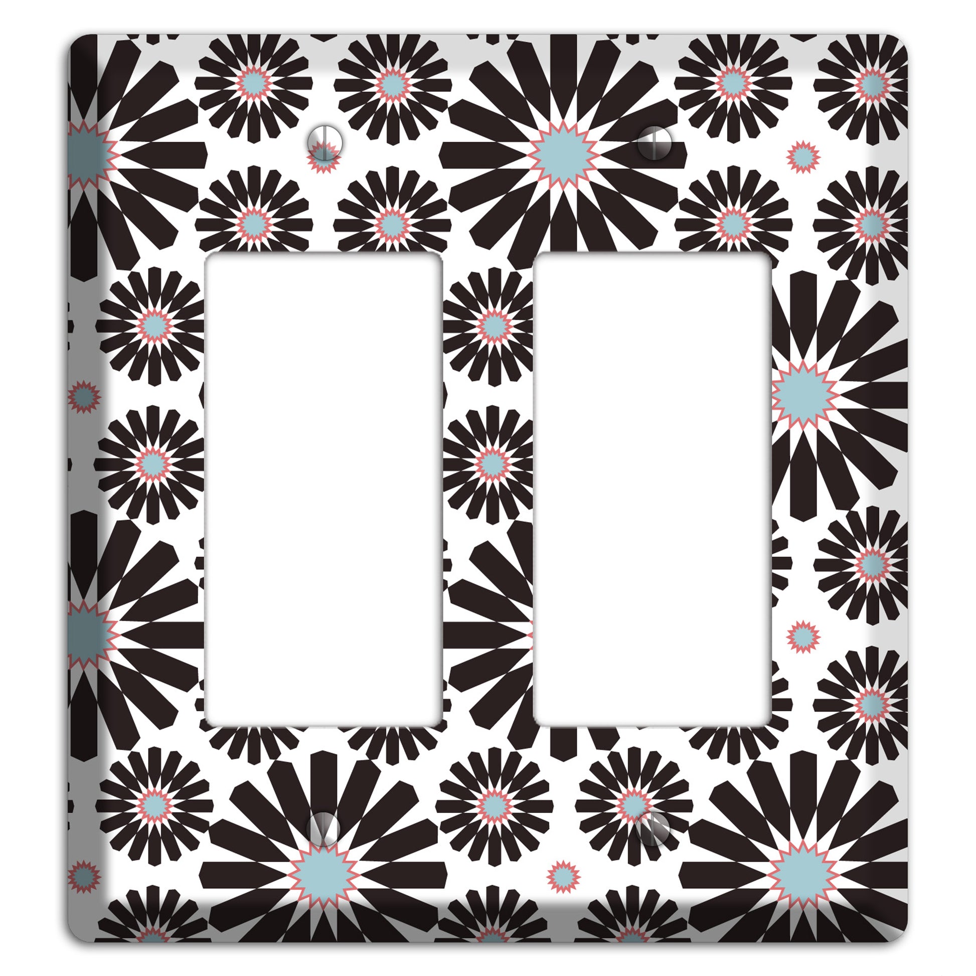 Dusty Blue Maroon Scandinavian Floral 3 2 Rocker Wallplate