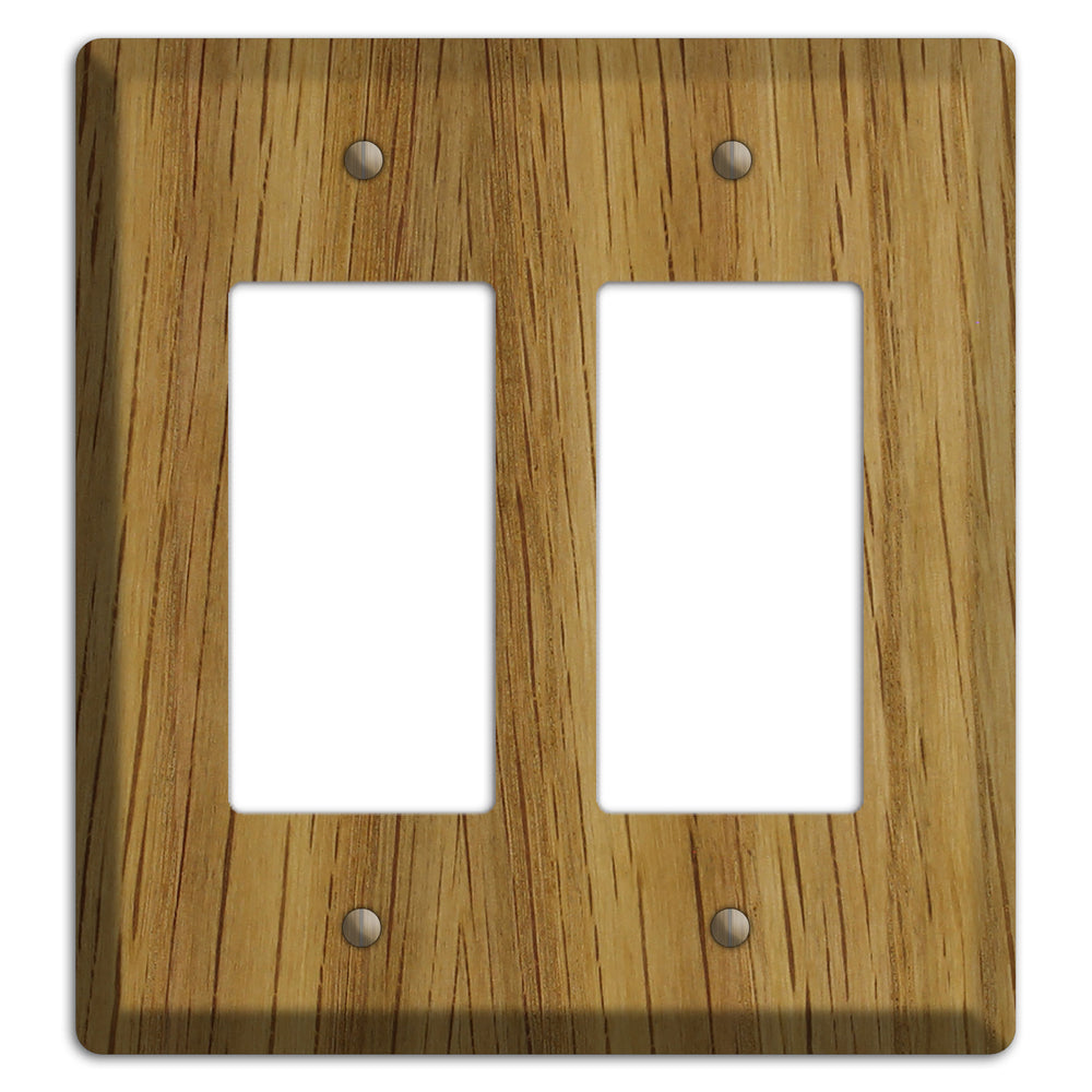 Unfinished White Oak Wood Double Rocker Cover Plate