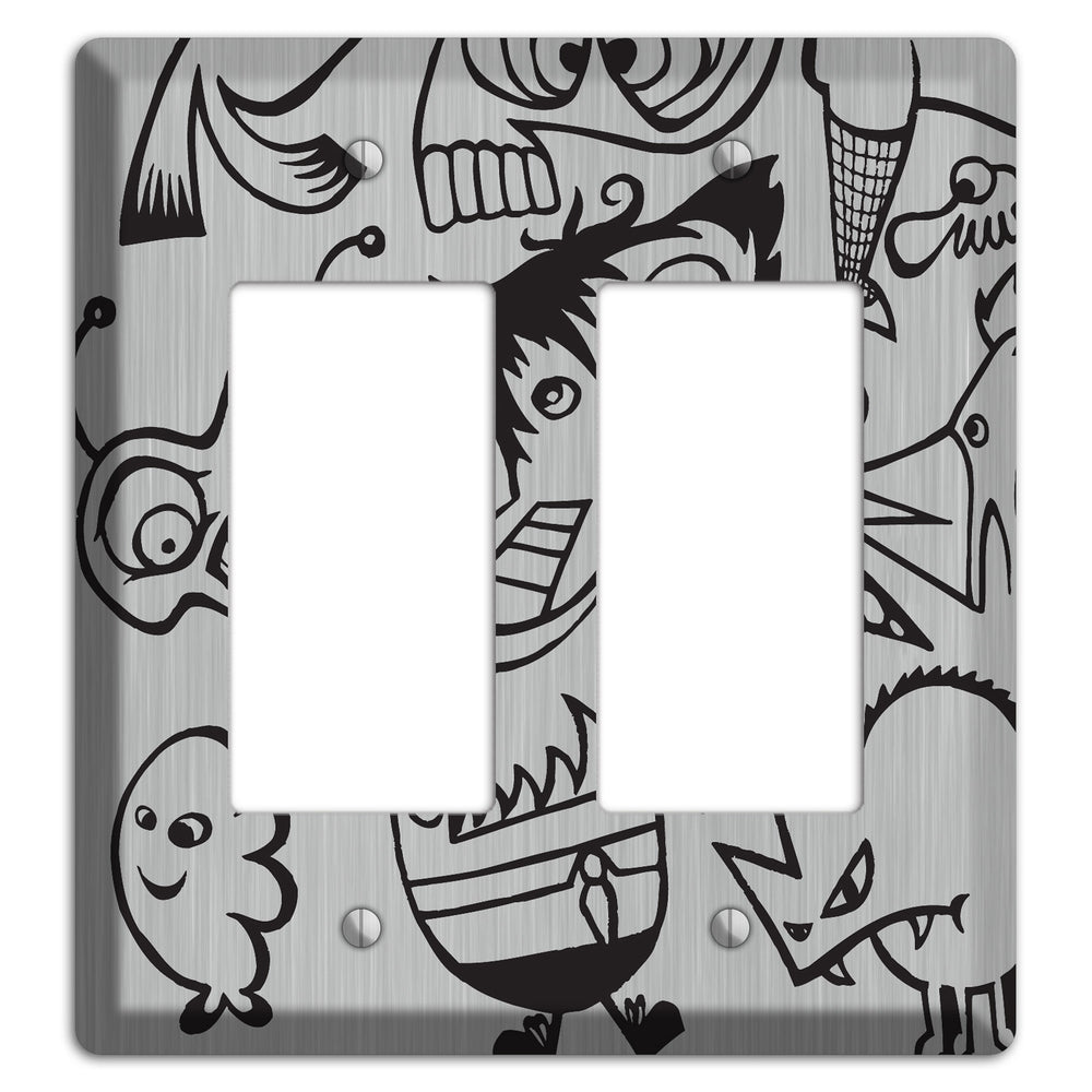 Whimsical Faces 3 Stainless Steel 2 Rocker Wallplate
