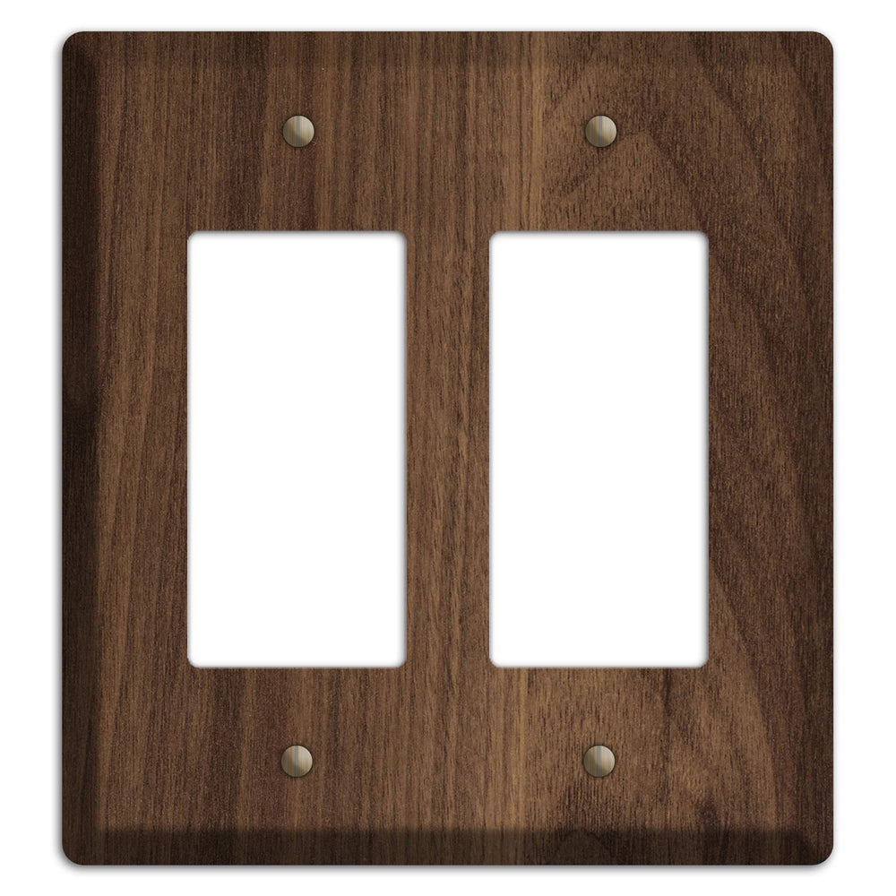 Unfinished Walnut Wood Double Rocker Cover Plate
