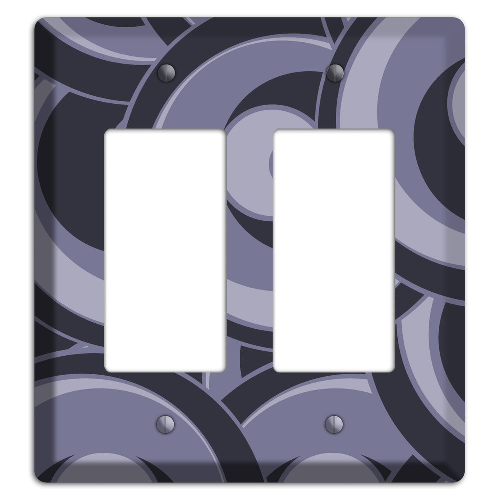 Black and Purple-grey Deco Circles 2 Rocker Wallplate