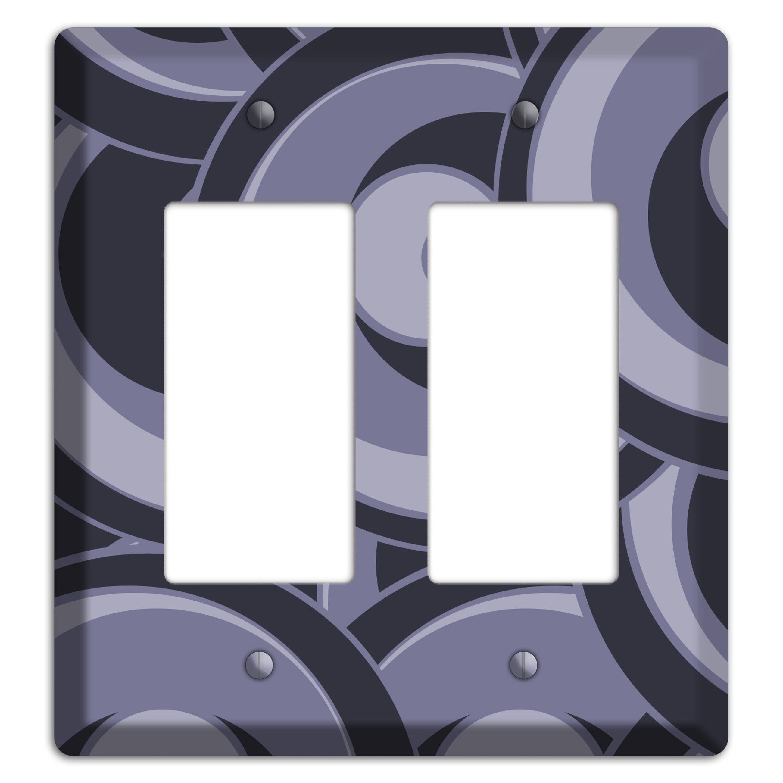 Black and Purple-grey Deco Circles 2 Rocker Wallplate