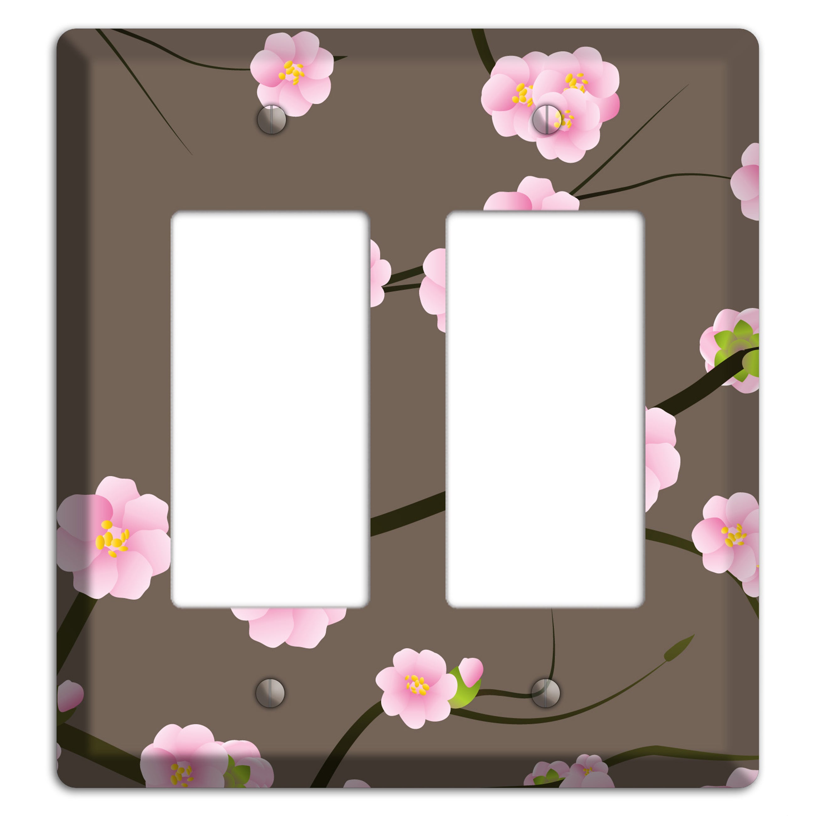 Pink and Brown Cherry Blossoms 2 Rocker Wallplate