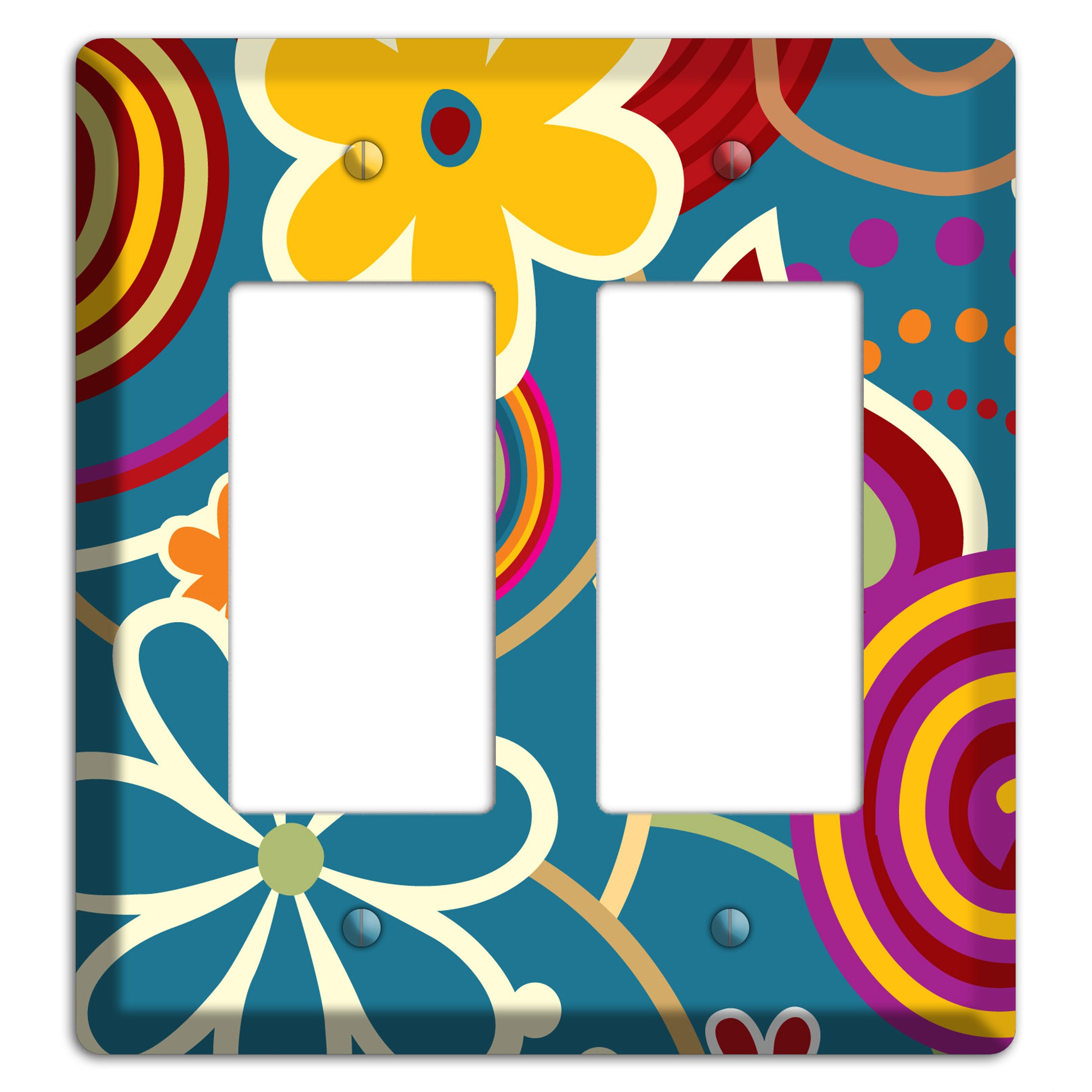 Bold Blue Flowers 2 Rocker Wallplate