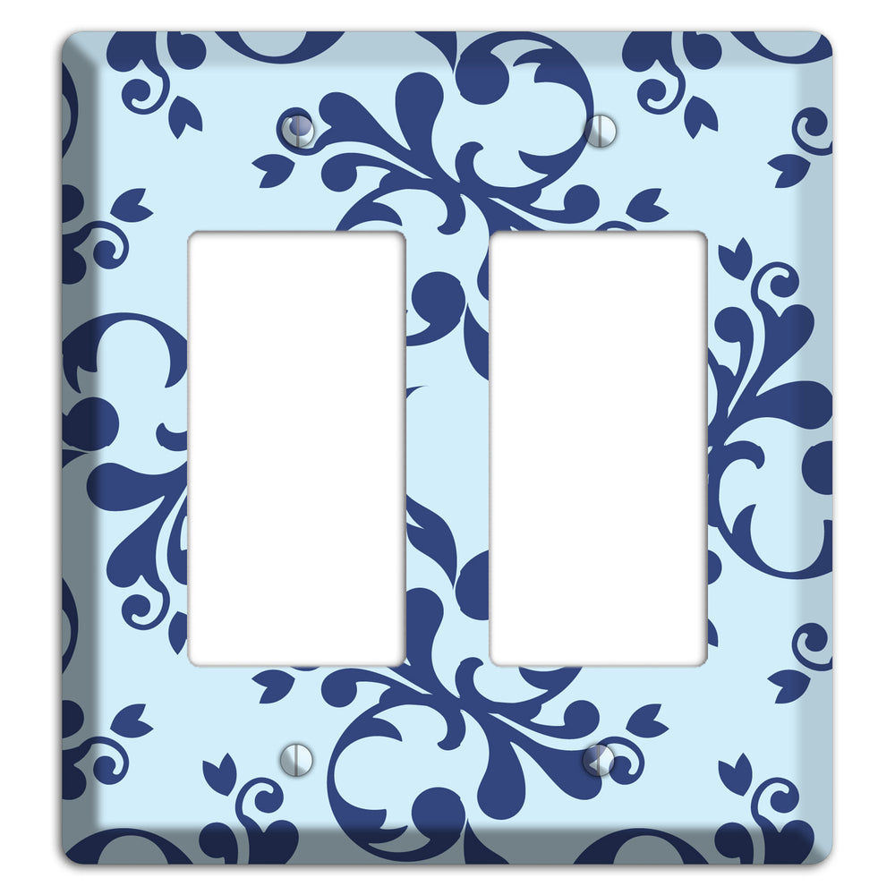 Blue Victorian Toile 2 Rocker Wallplate