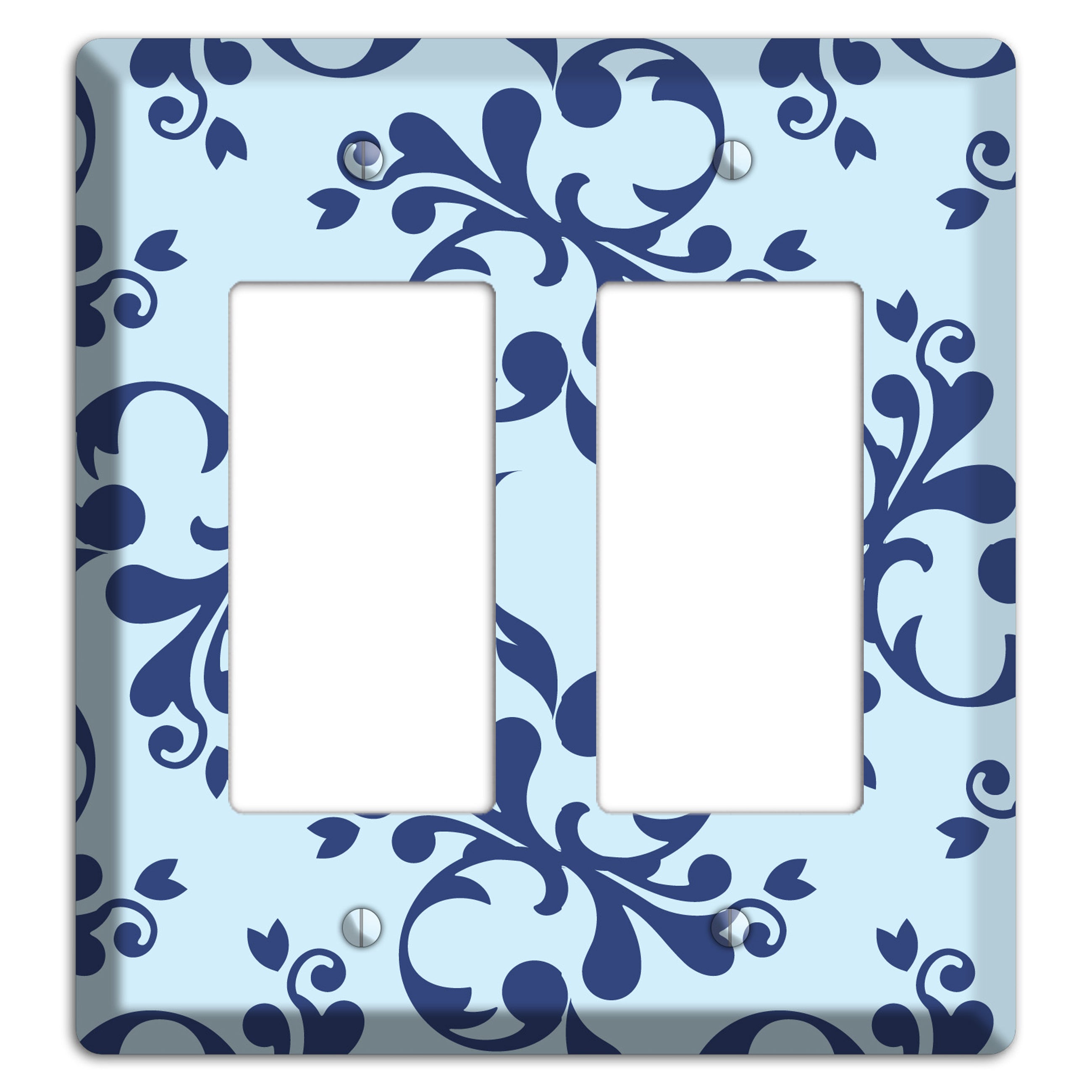 Blue Victorian Toile 2 Rocker Wallplate