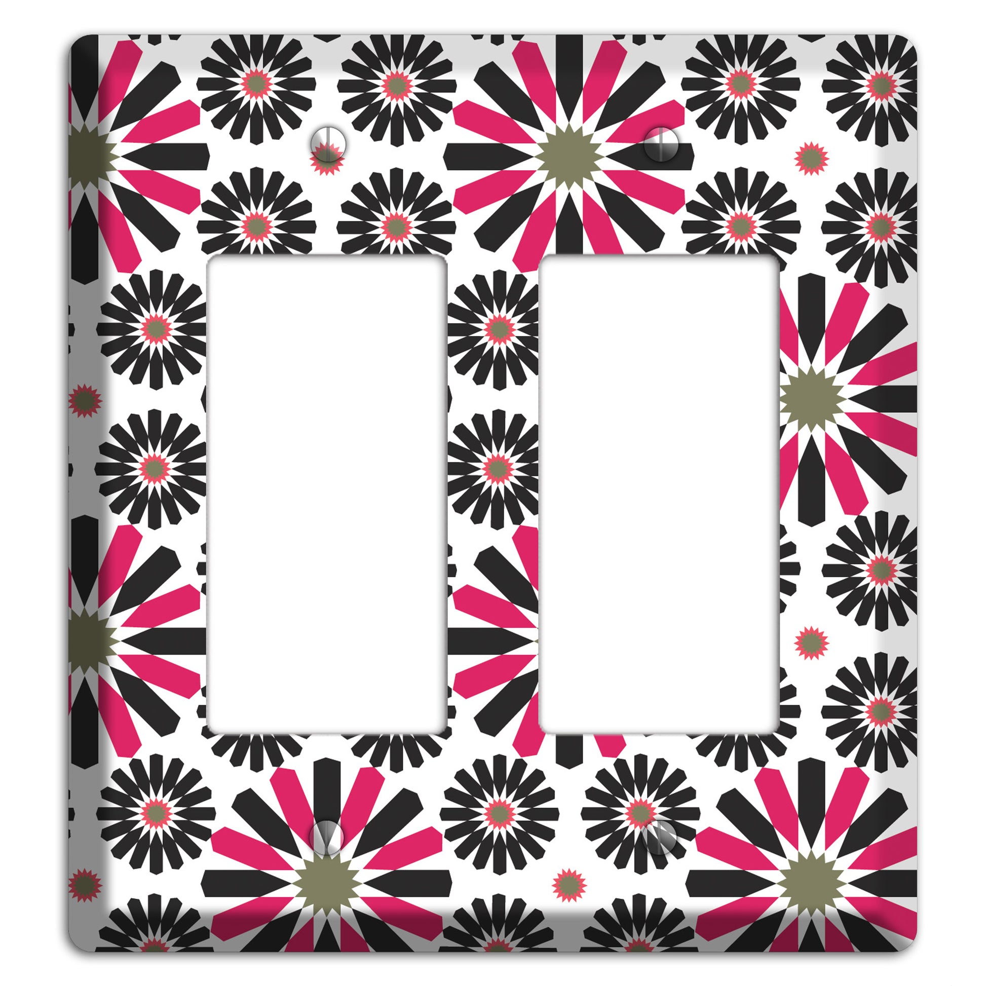 Red and Brown Scandinavian Floral 2 Rocker Wallplate