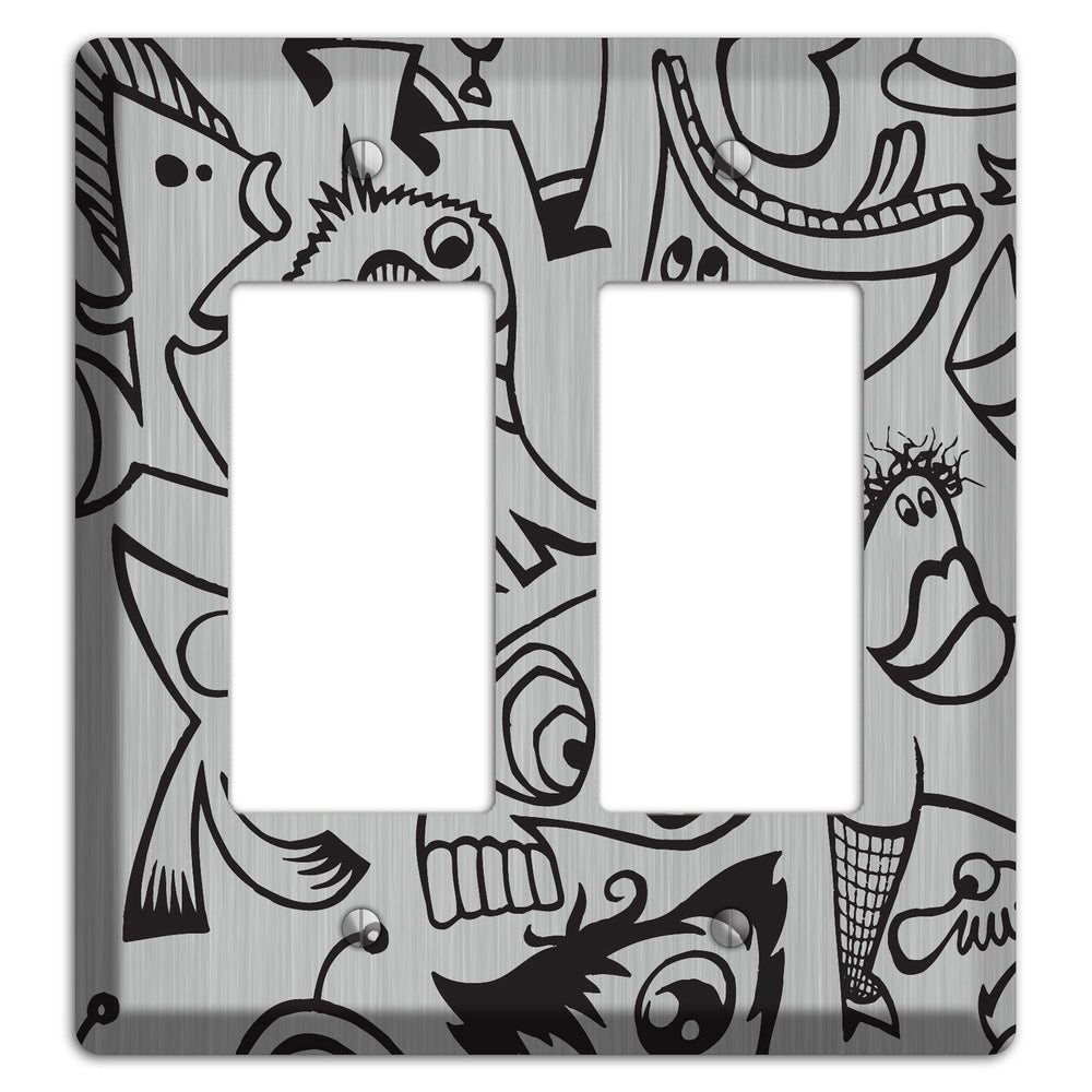 Whimsical Faces 2 Stainless Steel 2 Rocker Wallplate