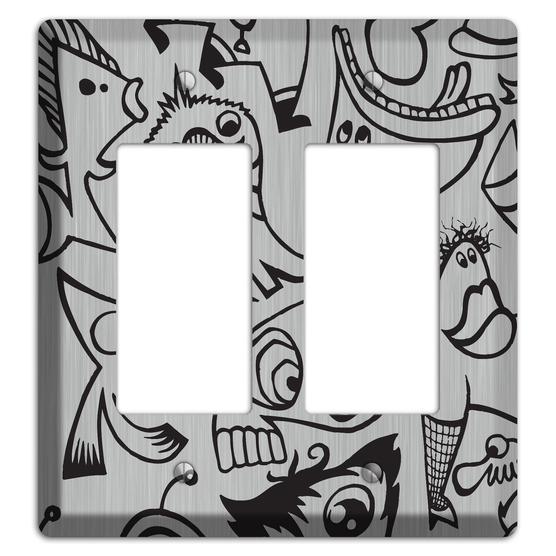 Whimsical Faces 2  Stainless 2 Rocker Wallplate