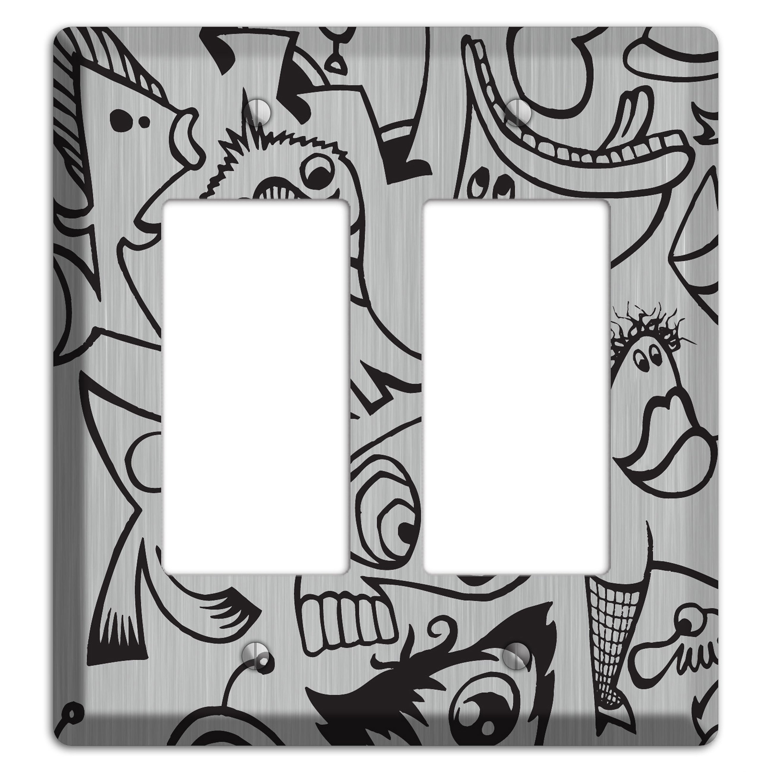 Whimsical Faces 2  Stainless 2 Rocker Wallplate