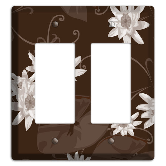 Brown with White Blooms 2 Rocker Wallplate