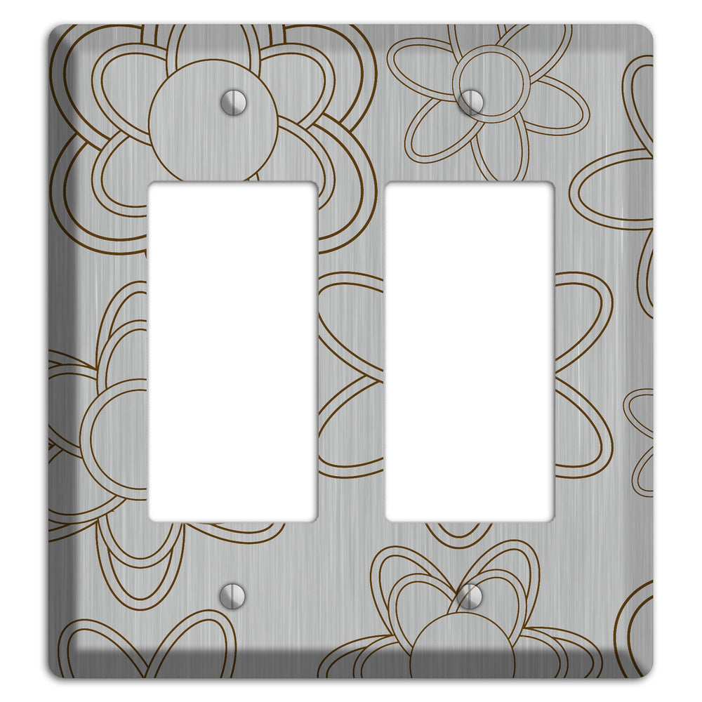 Retro Floral Contour Stainless Steel 2 Rocker Wallplate