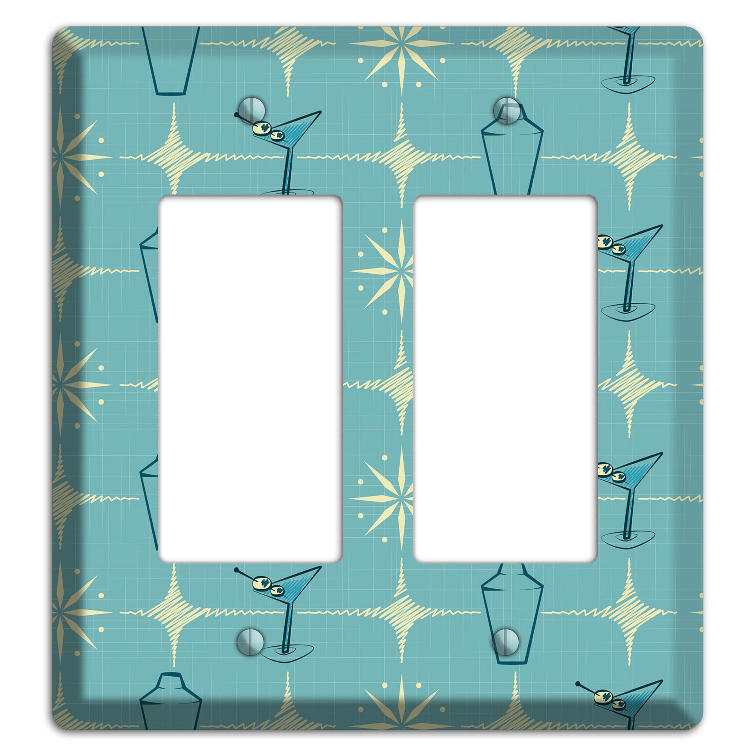 Blue Shaker and Martini 2 Rocker Wallplate
