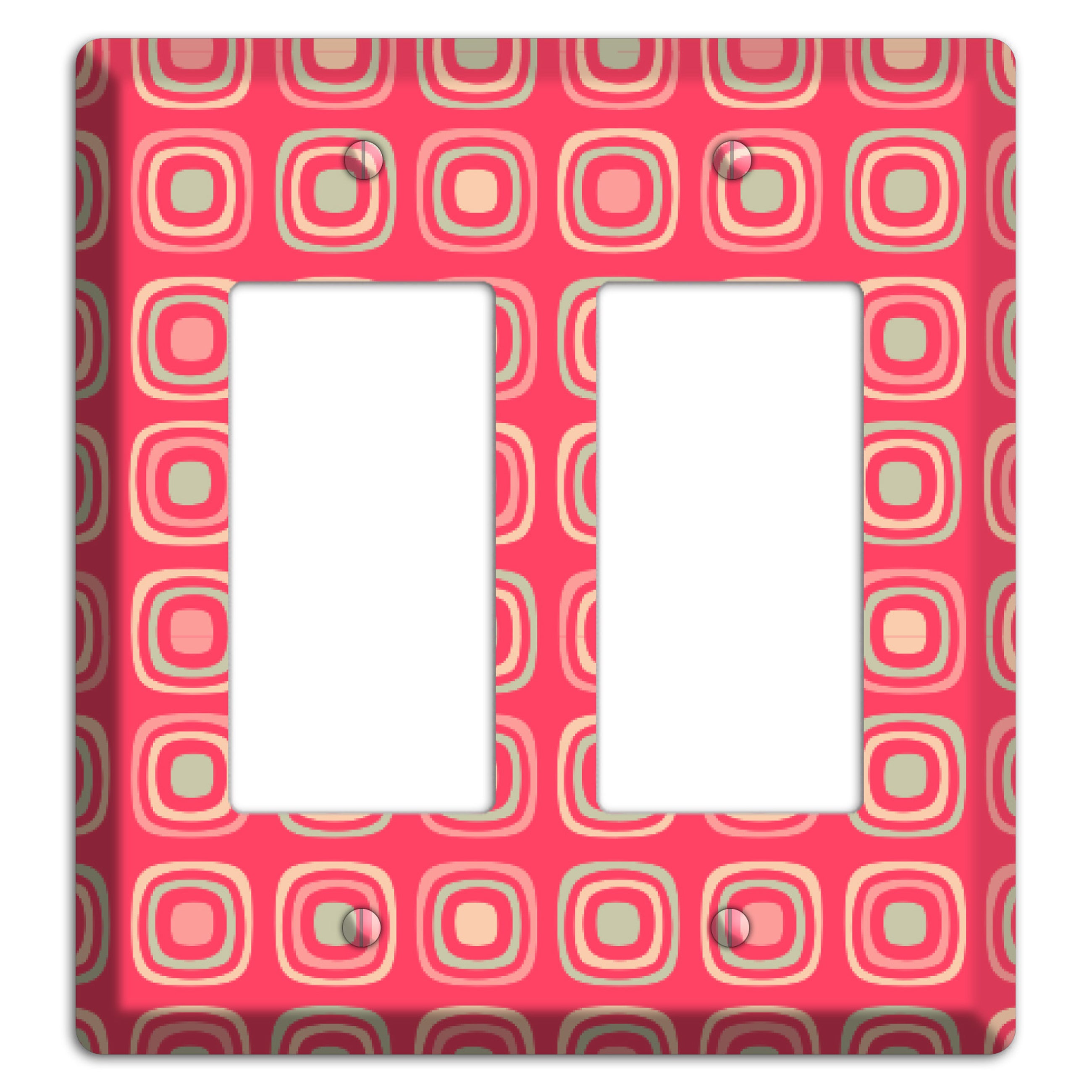 Multo Pink Retro Squares 2 Rocker Wallplate