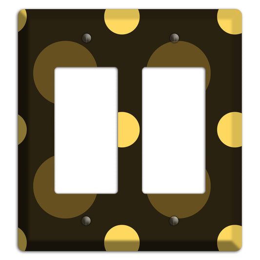 Brown with Brown and Yellow Multi Medium Polka Dots 2 Rocker Wallplate