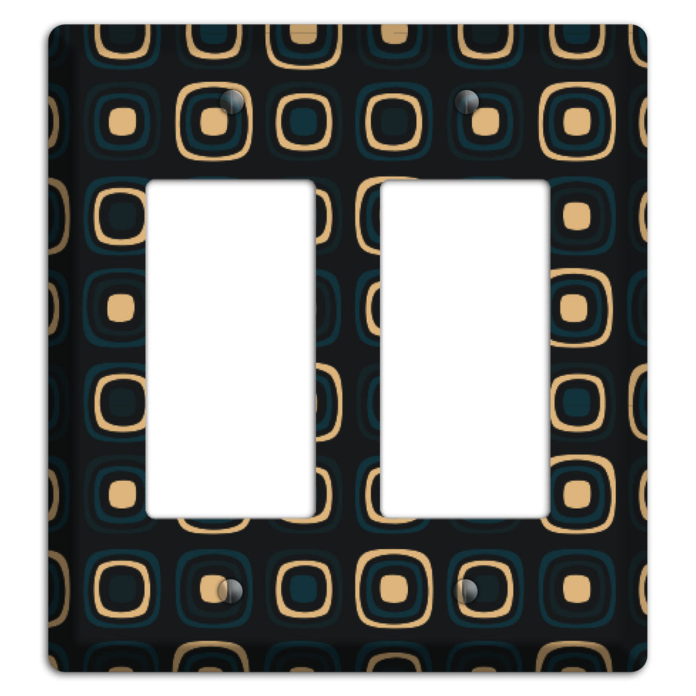 Black and Yellow Rounded Squares 2 Rocker Wallplate