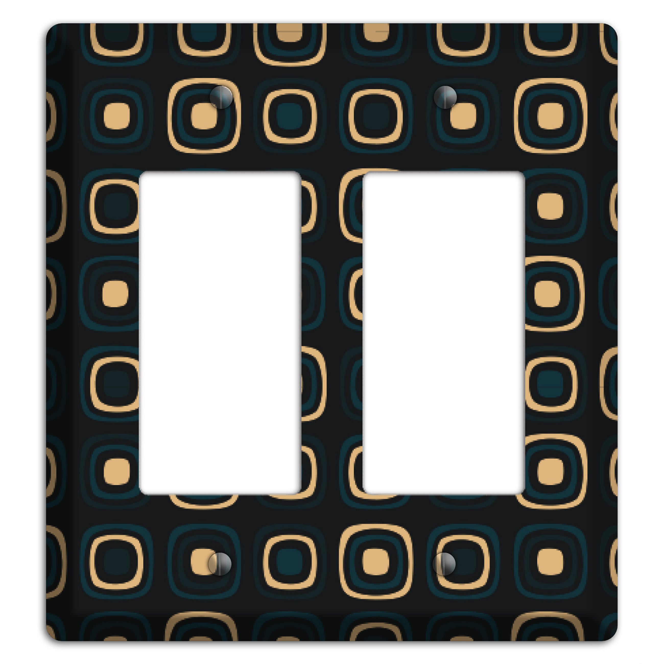 Black and Yellow Rounded Squares 2 Rocker Wallplate