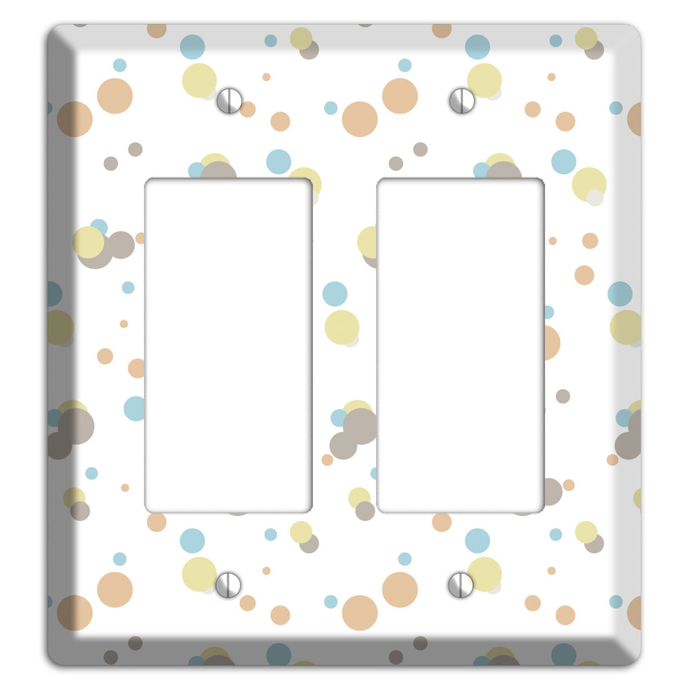 White with Soft Sage Blue and Umber Small Dots 2 Rocker Wallplate