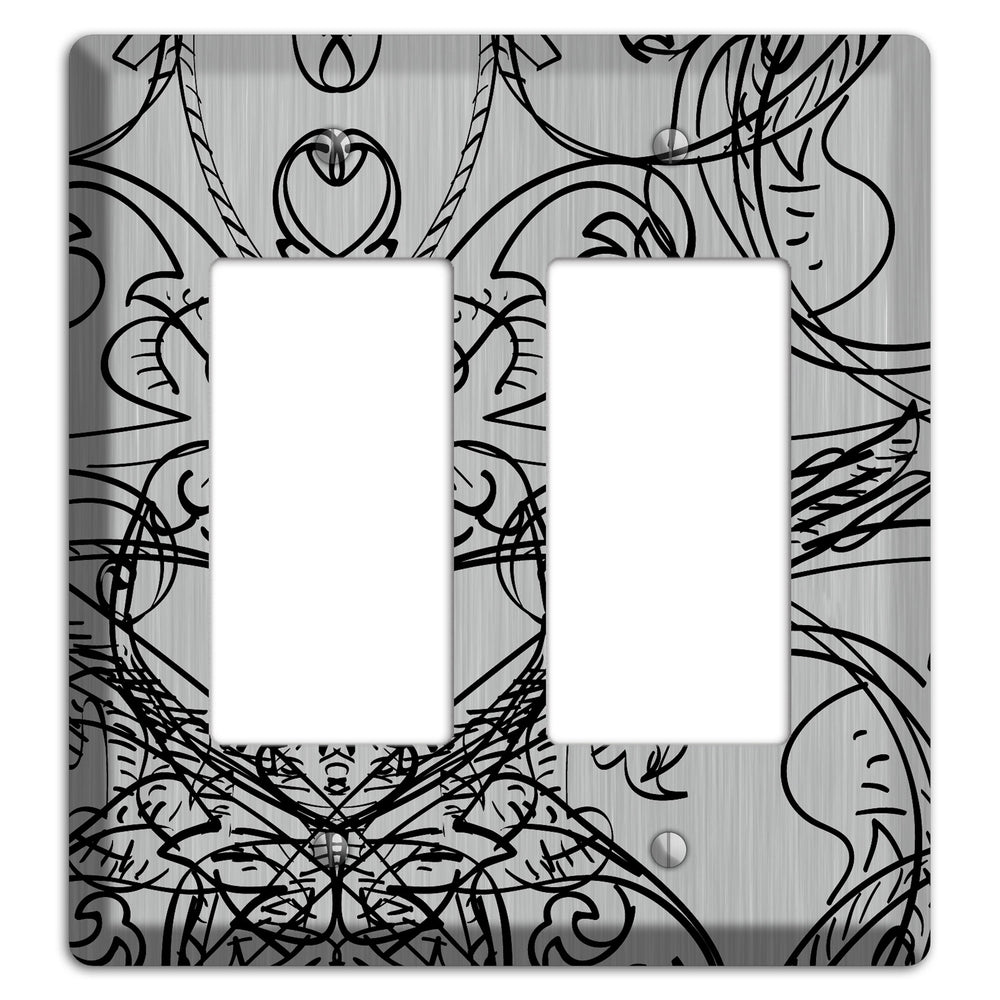 Black Deco Sketch Stainless Steel 2 Rocker Wallplate