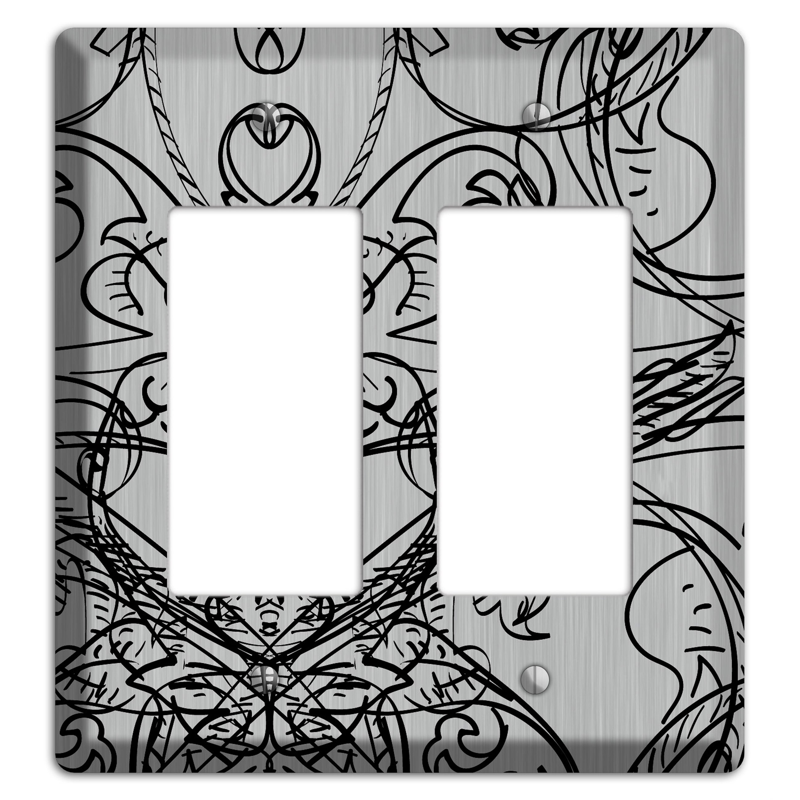 Black Deco Sketch  Stainless 2 Rocker Wallplate