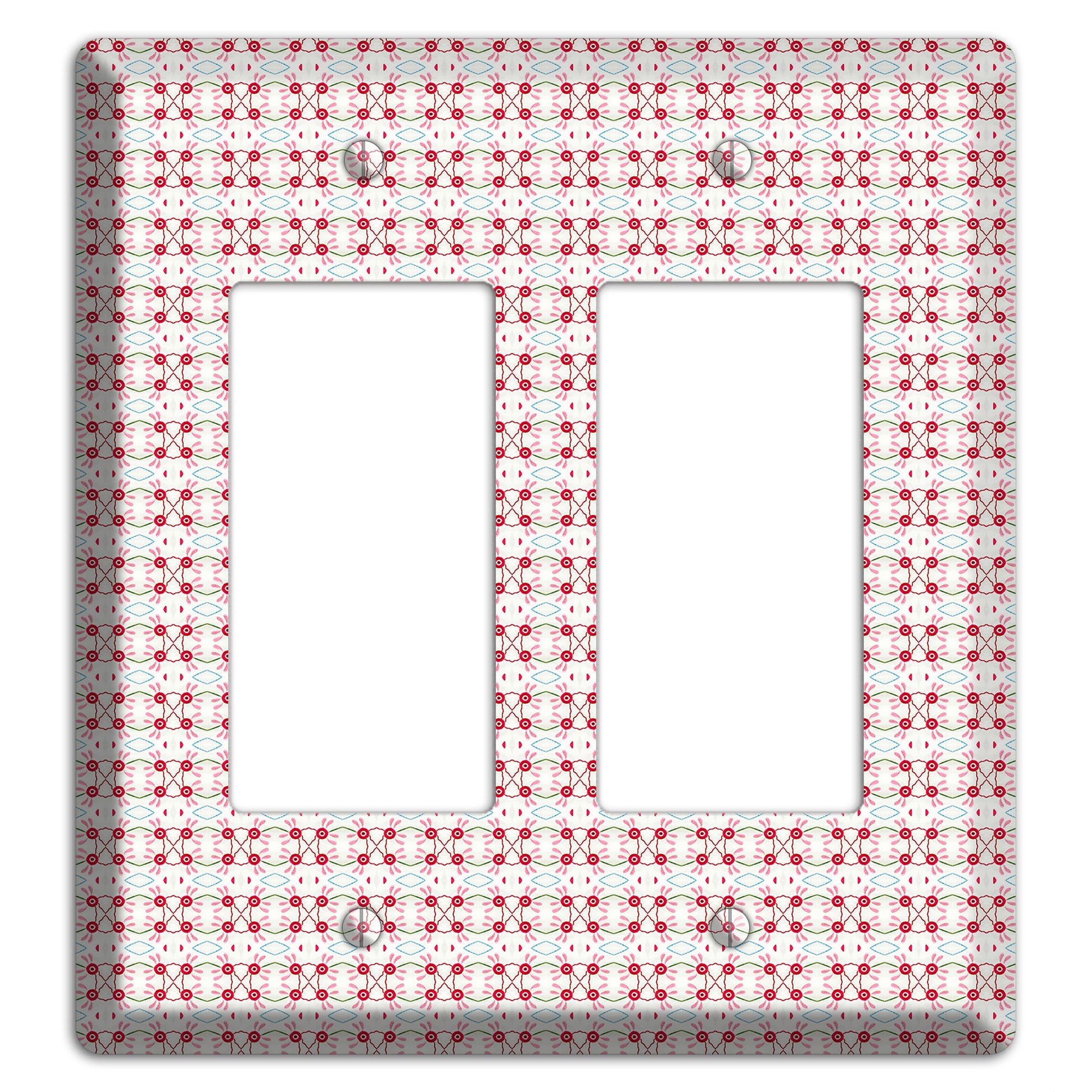 White with Red Ball and Stick Tapestry 2 Rocker Wallplate