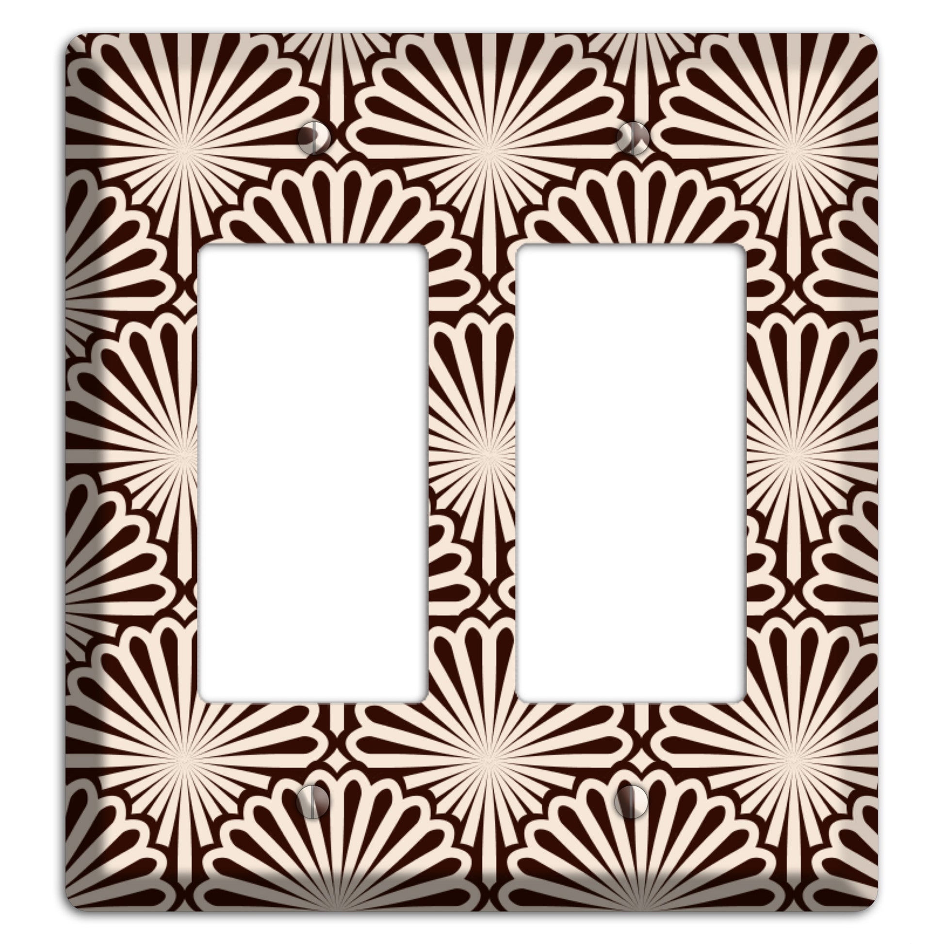 Black and White Deco Scallop Fans 2 Rocker Wallplate