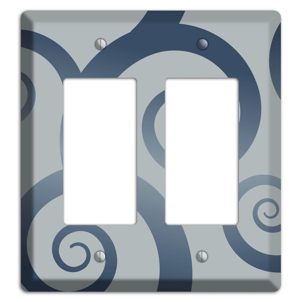 Grey with Blue Large Swirl 2 Rocker Wallplate