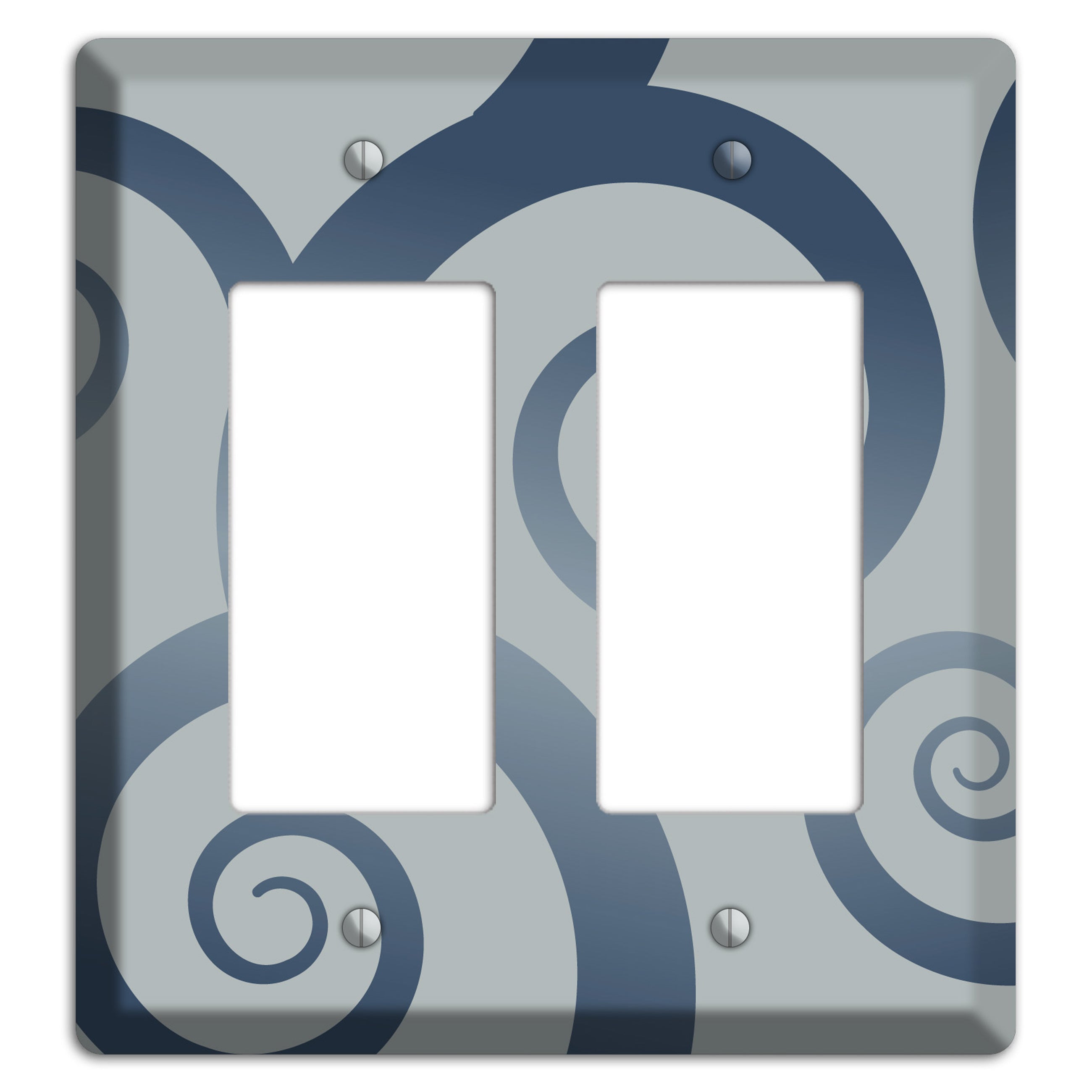Grey with Blue Large Swirl 2 Rocker Wallplate