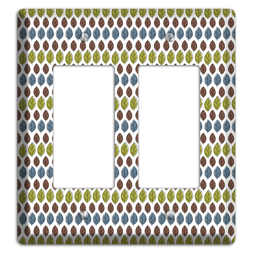 Sage Brown Dusty Blue Leaf Contour 2 Rocker Wallplate