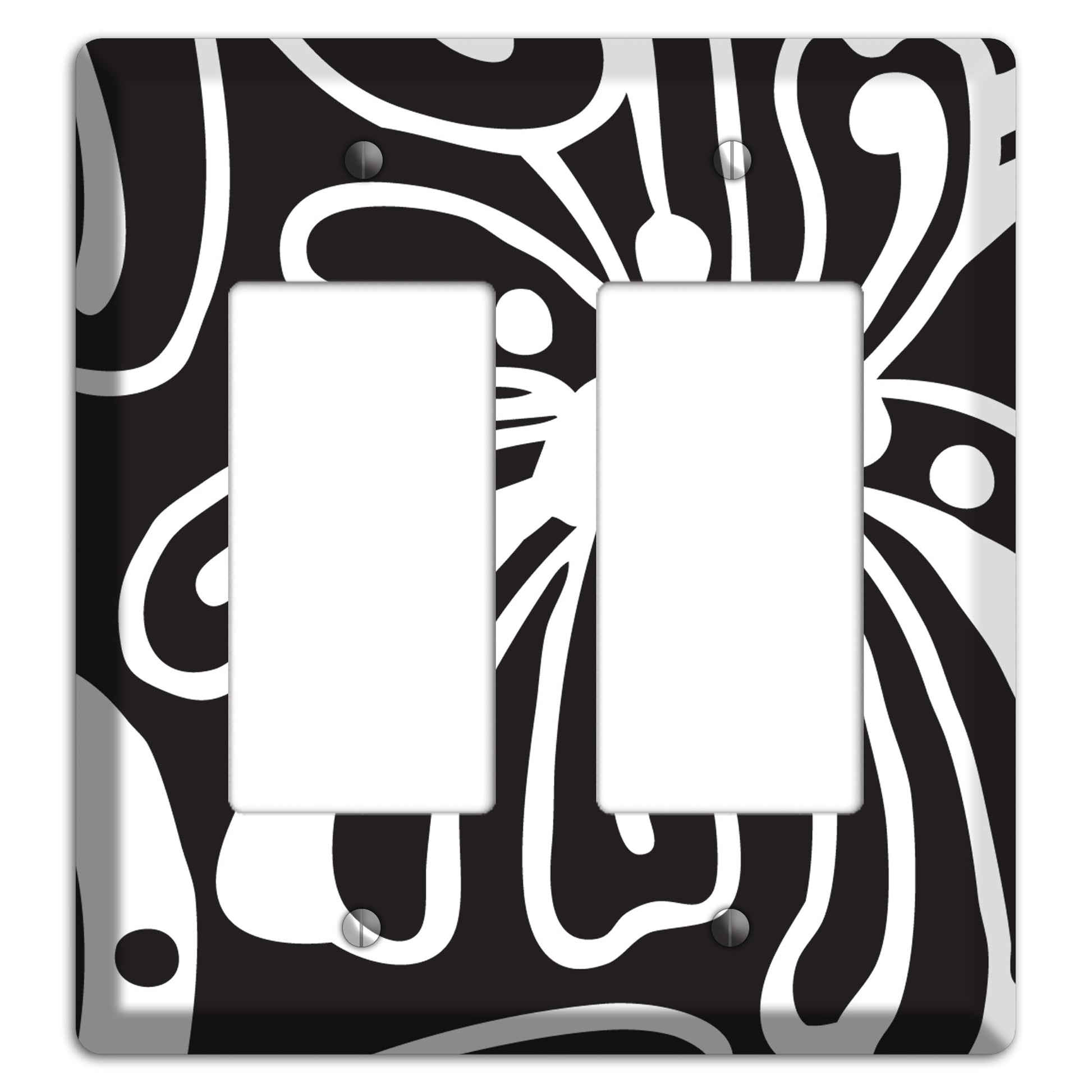 Black with White Flower 2 Rocker Wallplate