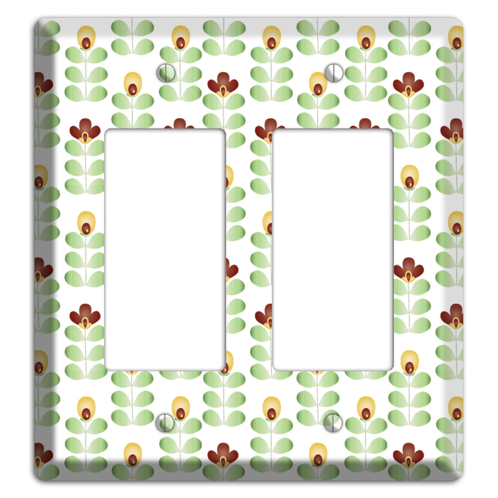 Light Green Deco Floral Half Drop 2 Rocker Wallplate