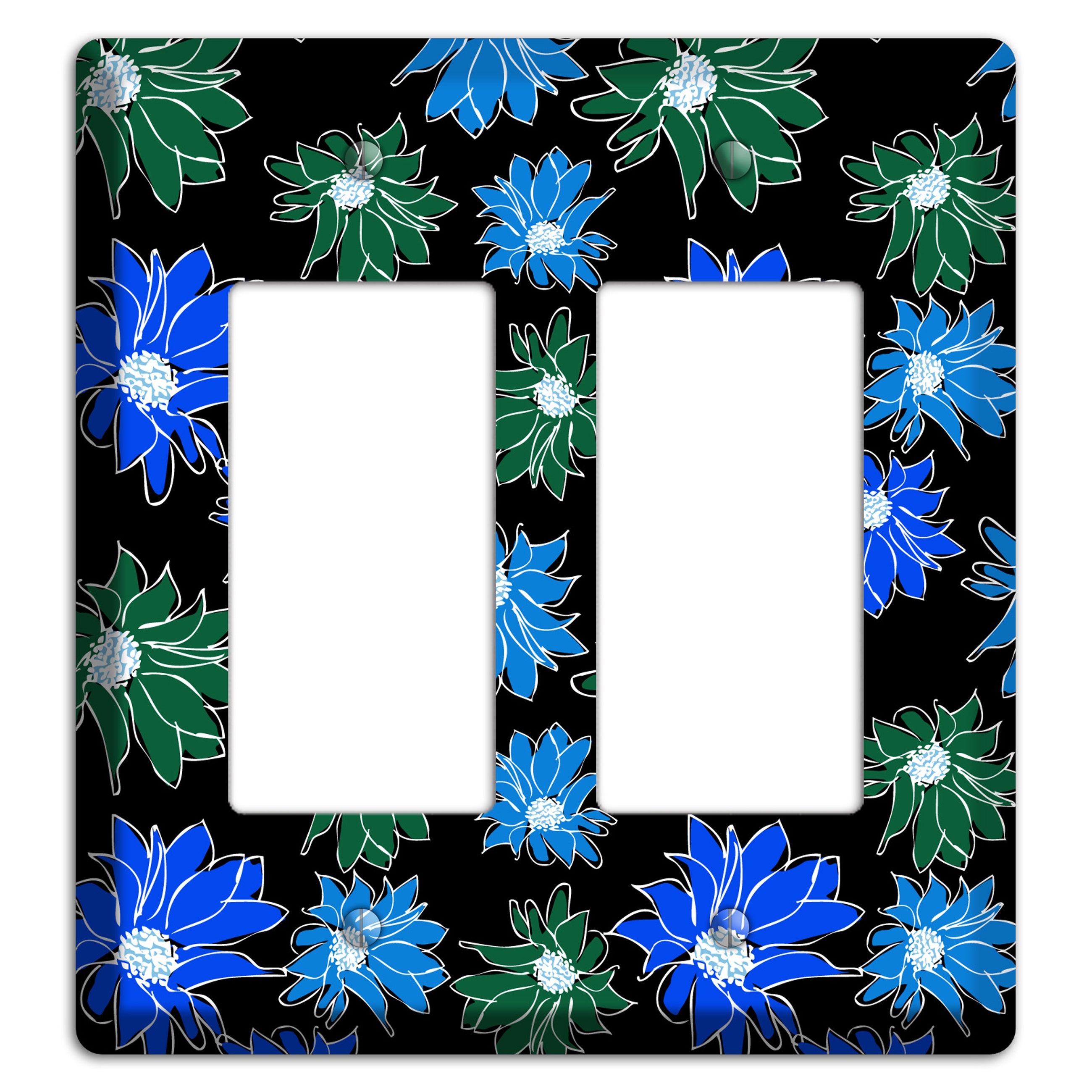 Blue and Green Flowers 2 Rocker Wallplate